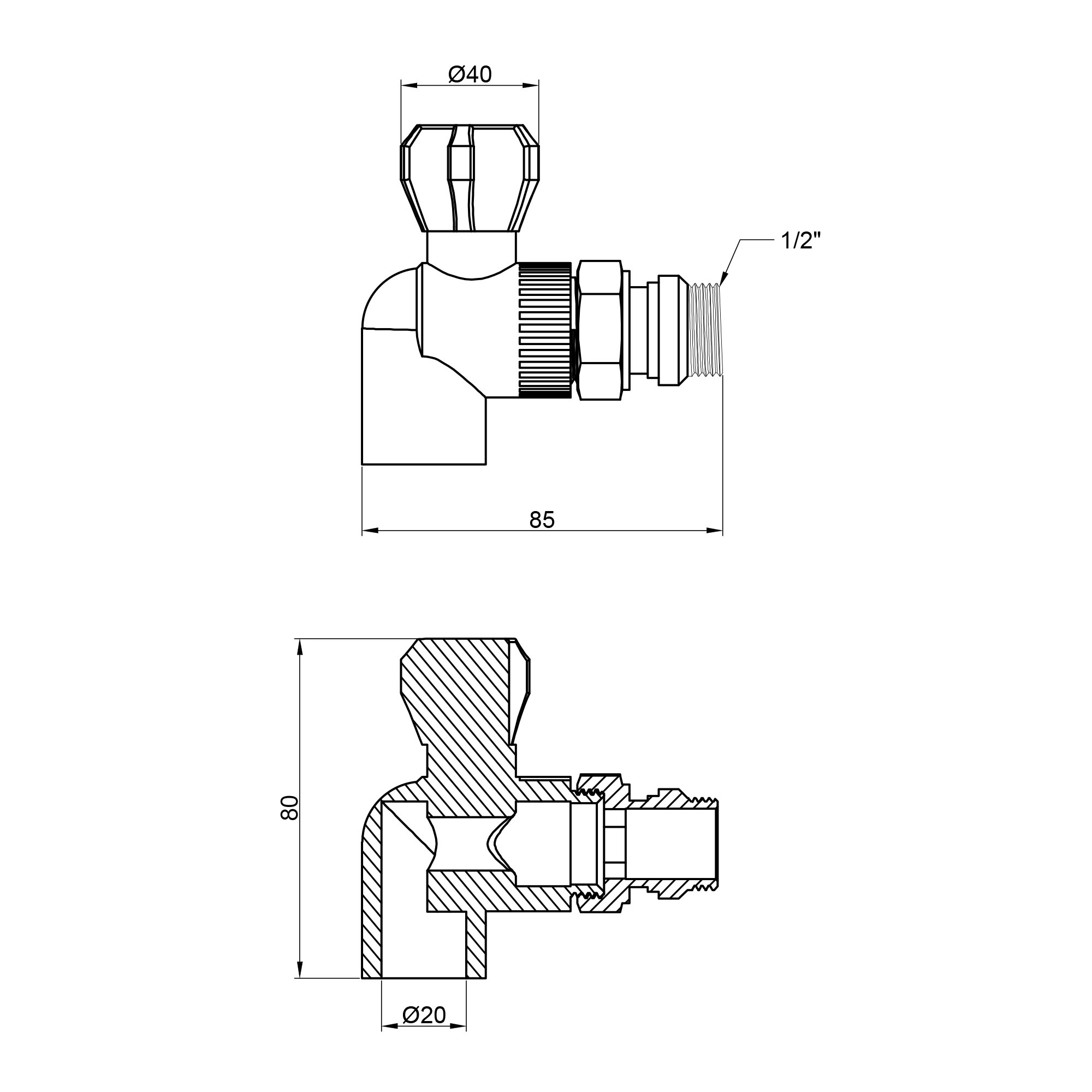 Кран кульовий радіаторний PPR Thermo Alliance 20х1/2