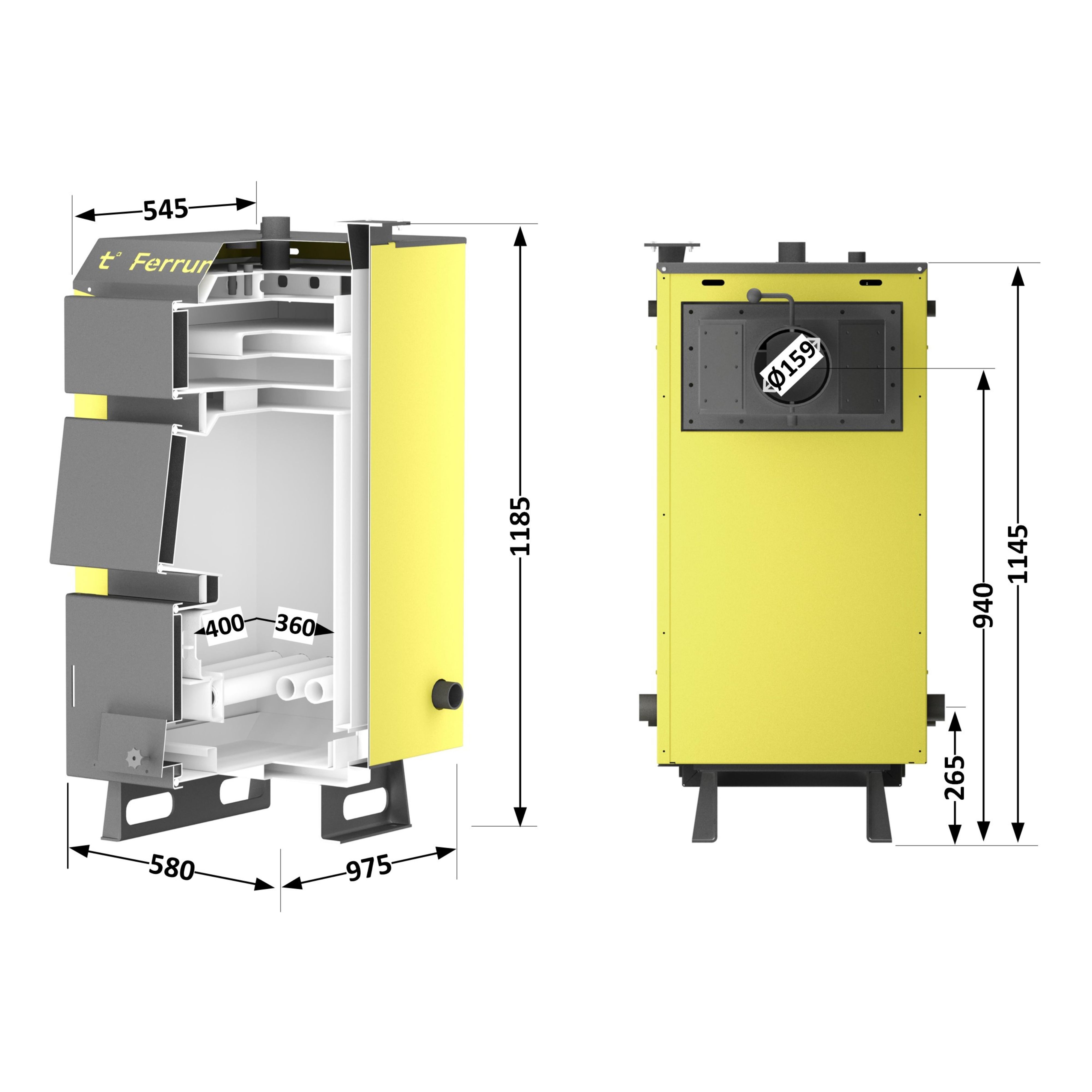 Котел твердопаливний сталевий Thermo Alliance Ferrum W V 5.0 FW 14