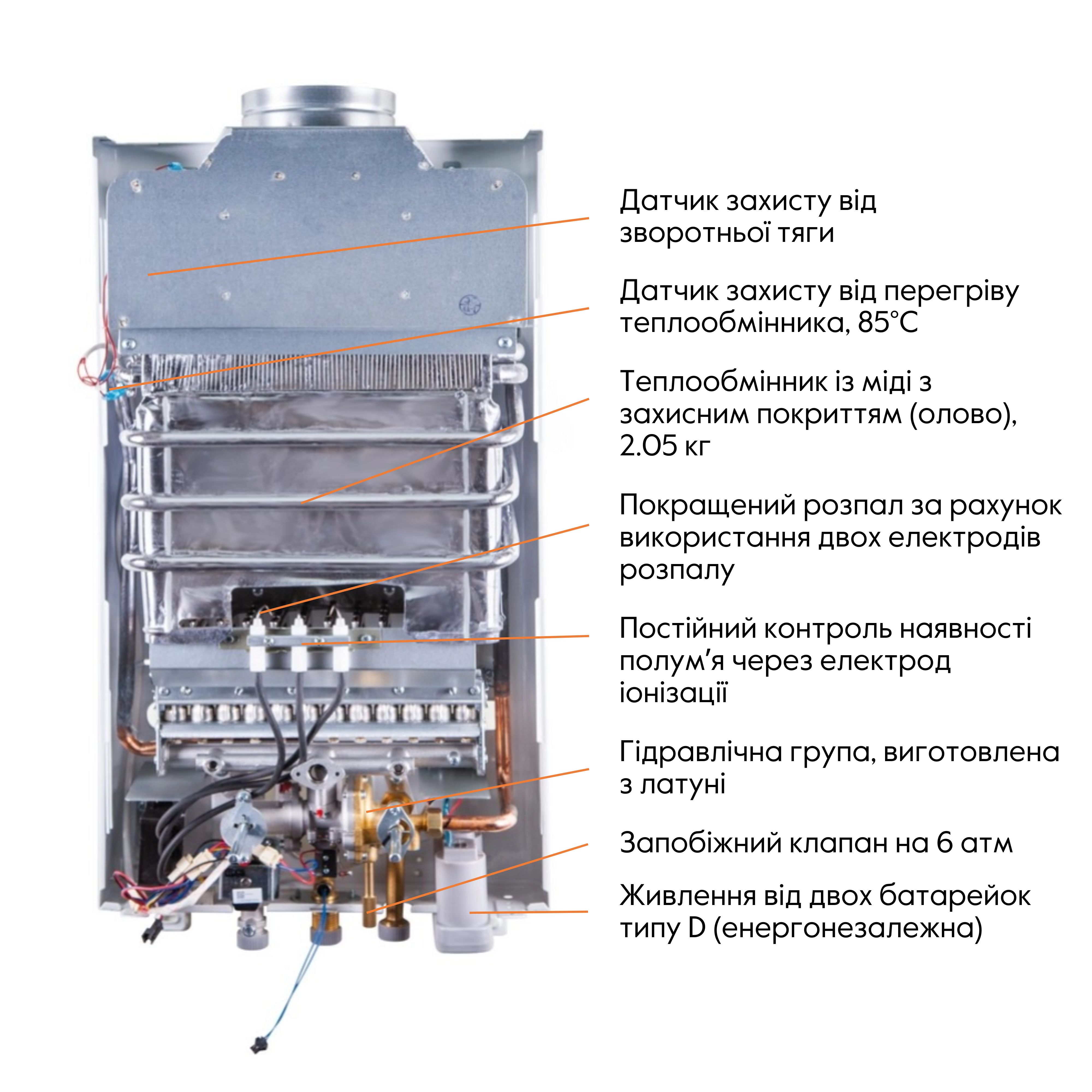 Колонка газова димохідна Thermo Alliance JSD20-10GC 10 л панель скляна з малюнком гори