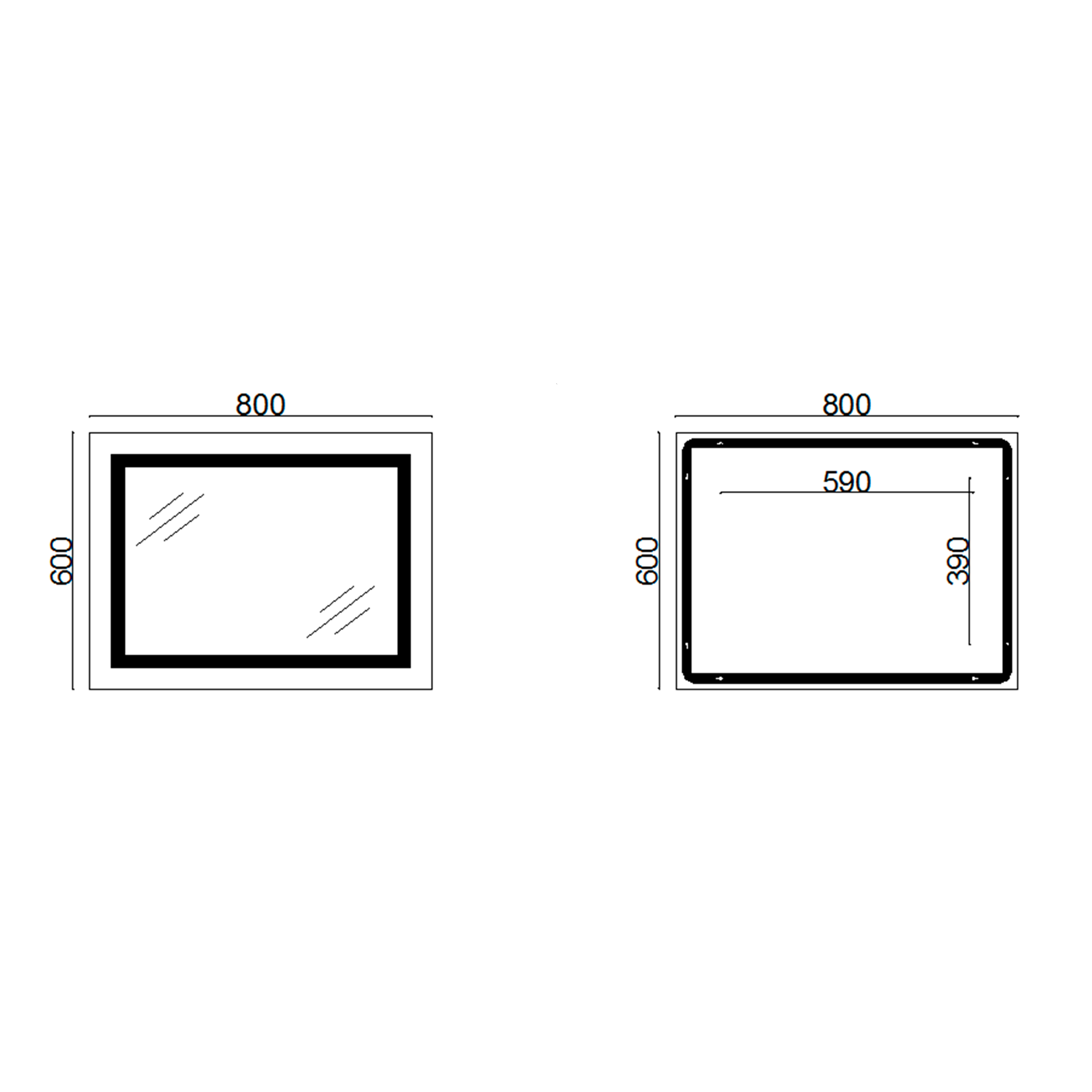 Дзеркало Lidz Kubis 800х600 з LED-підсвічуванням Touch, з антизапотіванням, з димером, рег. яскравості LD78LF9047400