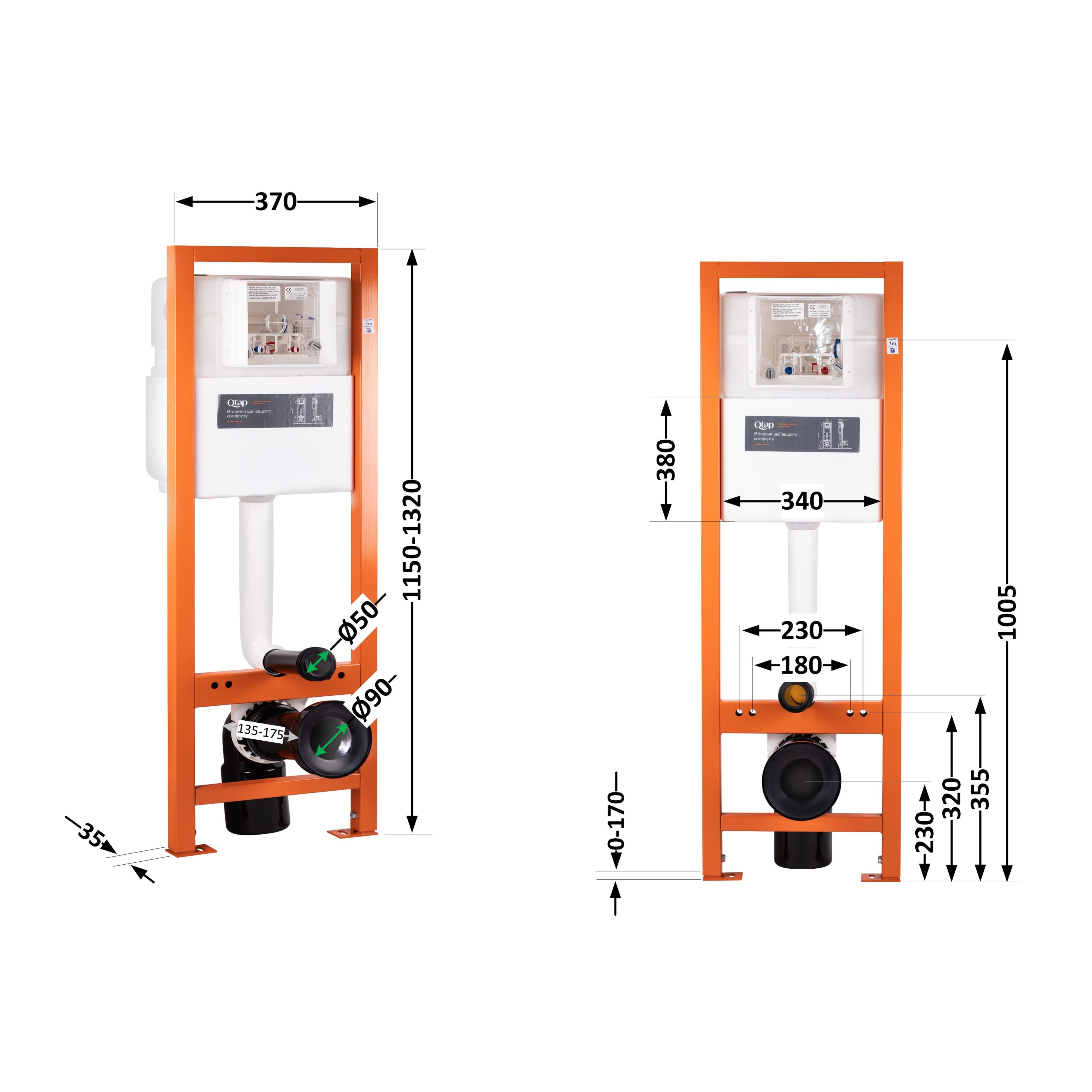 Інсталяція для унітаза Qtap Nest Uni QT0233M370