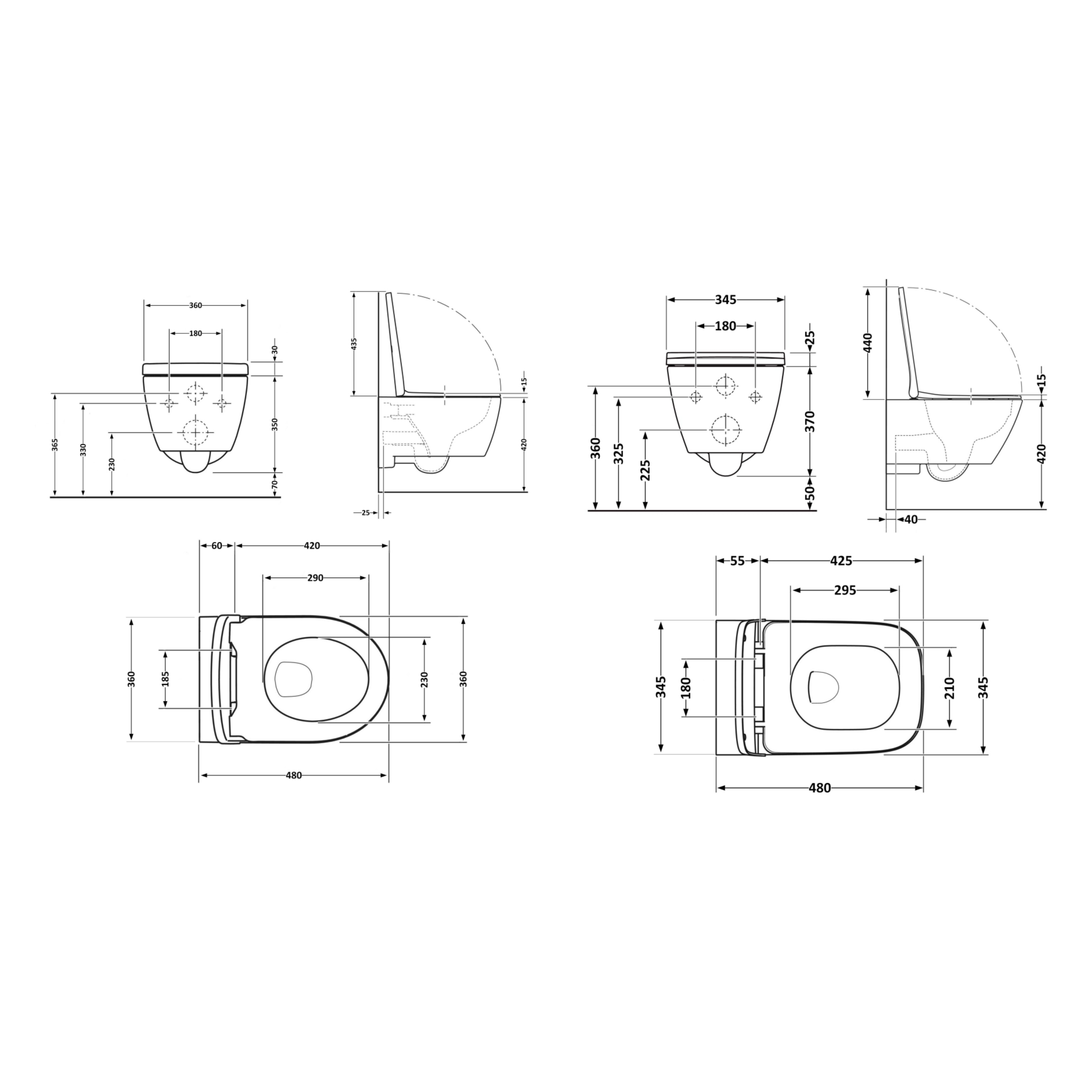 Акційний набір: Унітаз підвісний Jay Ultra Quiet QT07335177W 485х360х320 + Tern Ultra Quiet QT17332303ASW 490x365x325