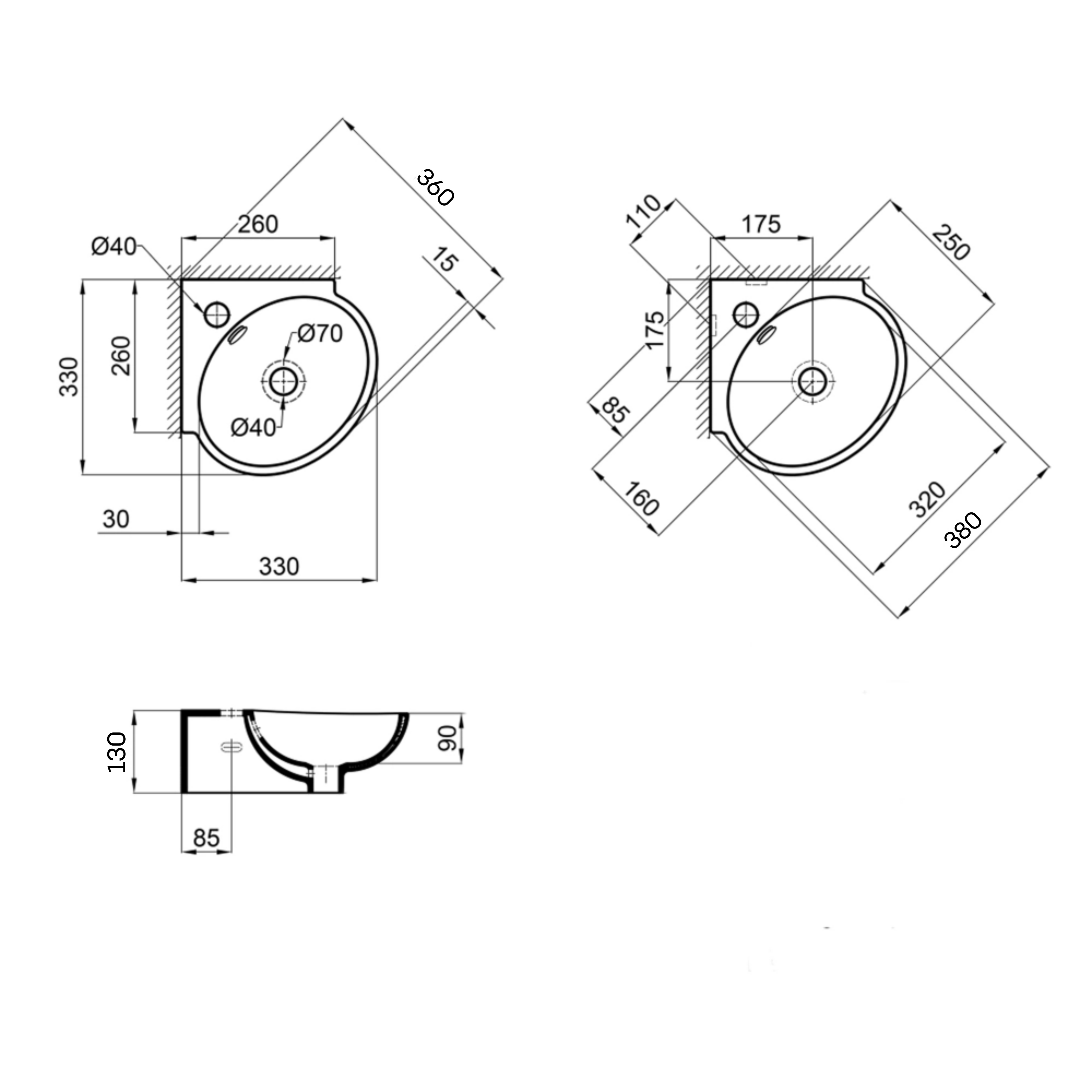 Раковина Qtap Leo 380x360x130 White QT11115010WN