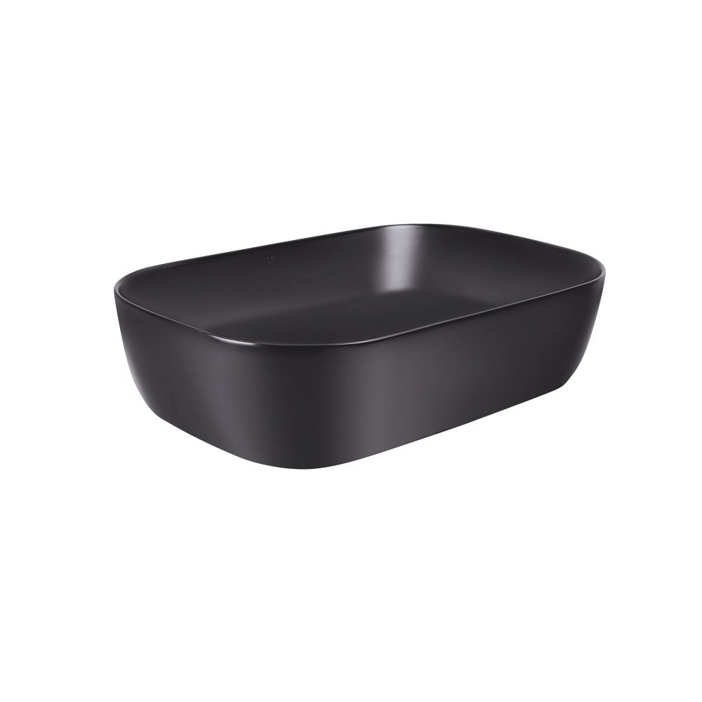 Комплект Qtap Robin: Раковина накладна прамокутна 610x400x145 мм Matt Black + Донний клапан PU03