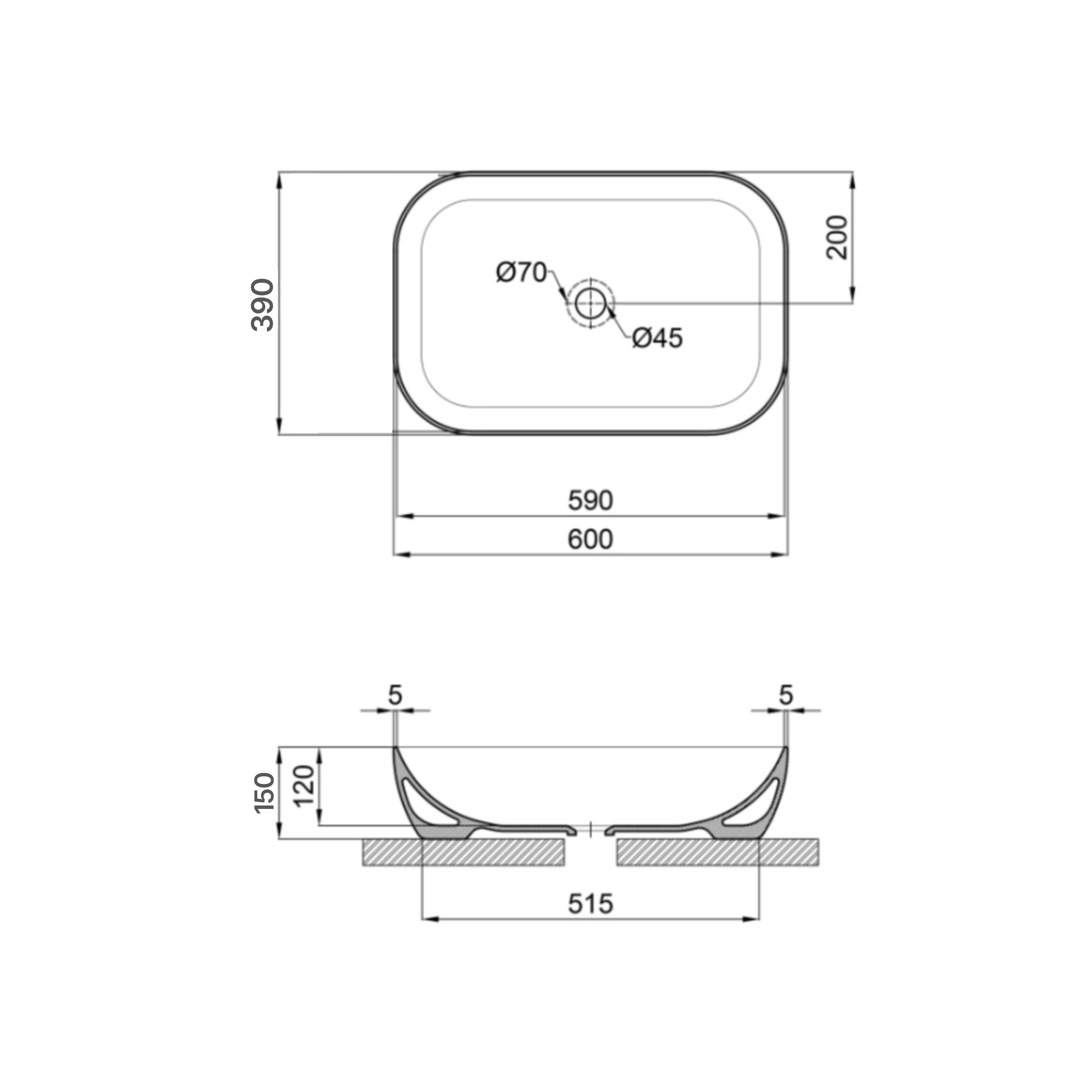 Раковина-чаша Qtap Robin 600x390x150 Matt black QT132143PMBMBN