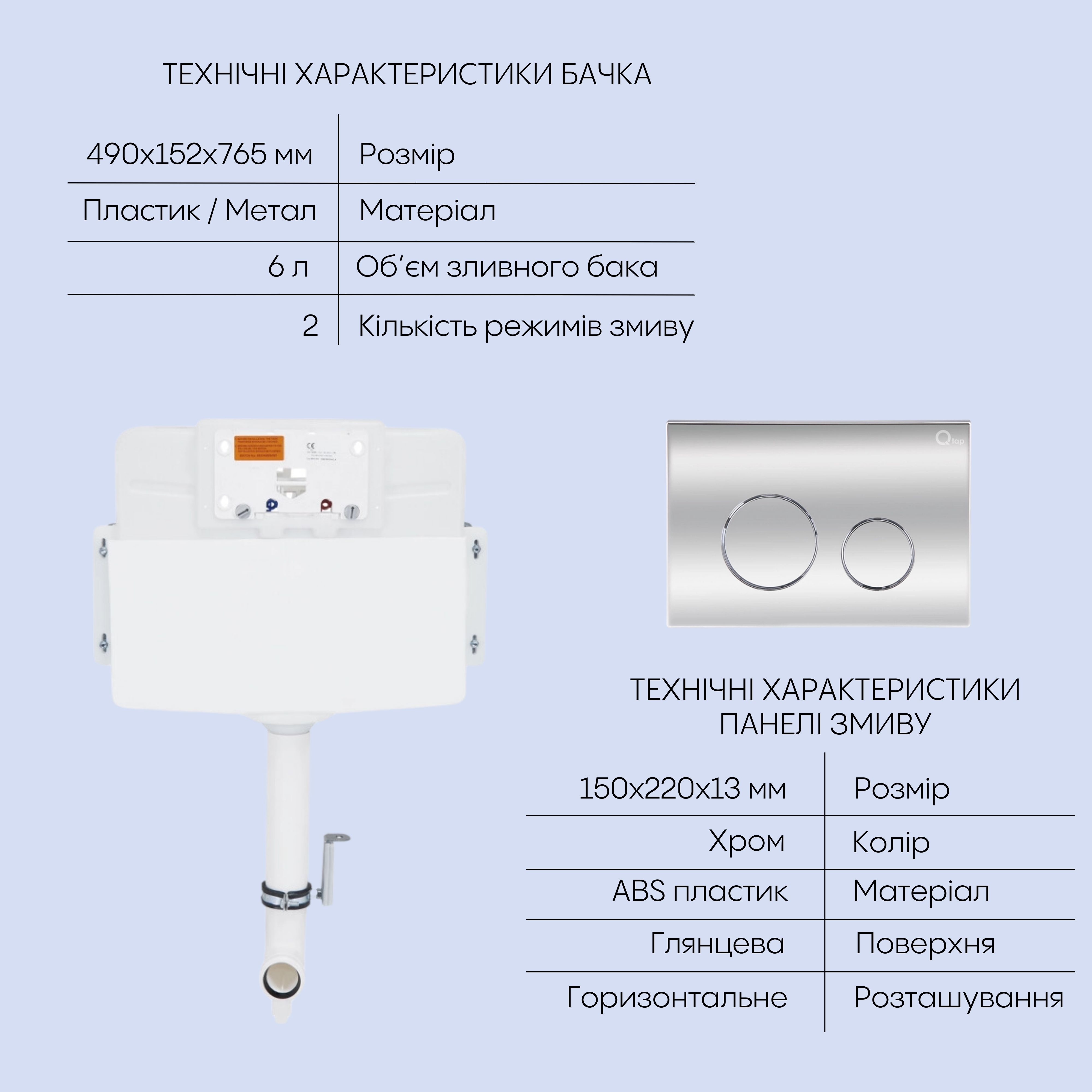 Готове рішення Qtap для ванної кімнати: підлоговий безбачковий унітаз Robin Ultra Quiet + бачок прихованого монтажу