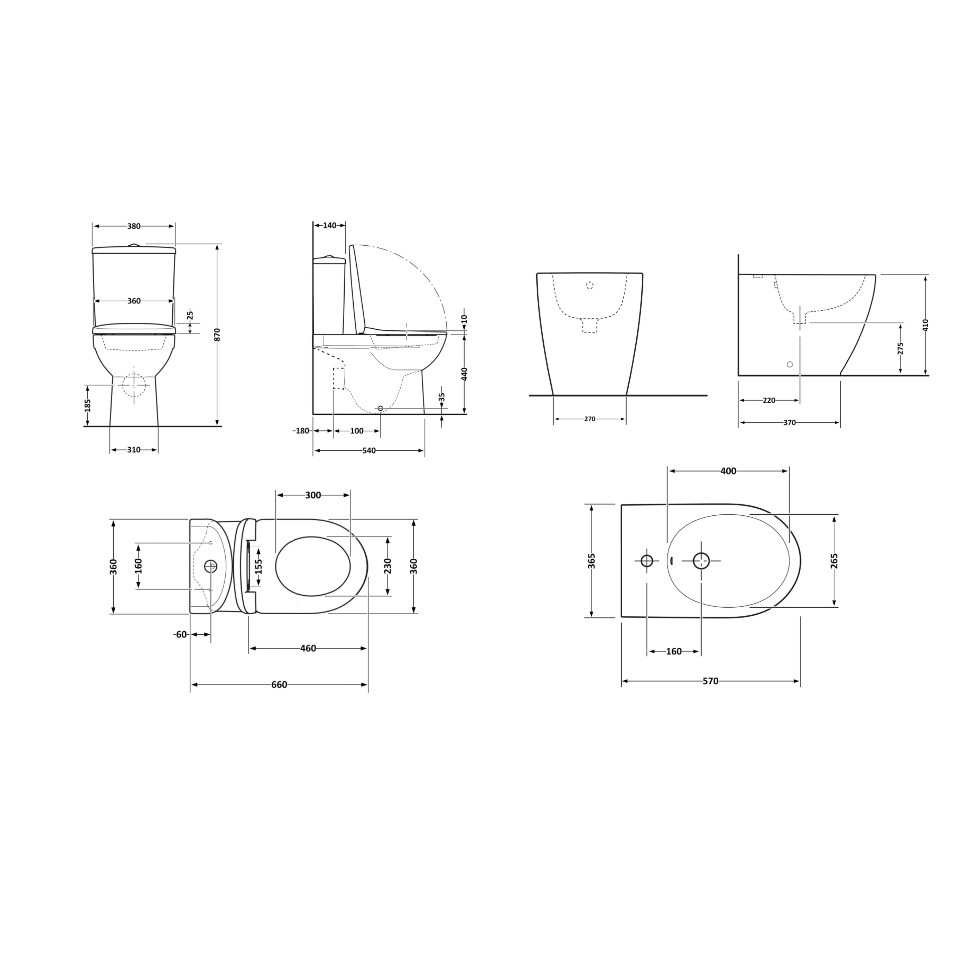 Акційний набір: Унітаз напольний Robin Ultra Quiet QT13226083AMB 660x360x855 Black + Біде напольне Robin QT13442141CMB 565x360x405 Black