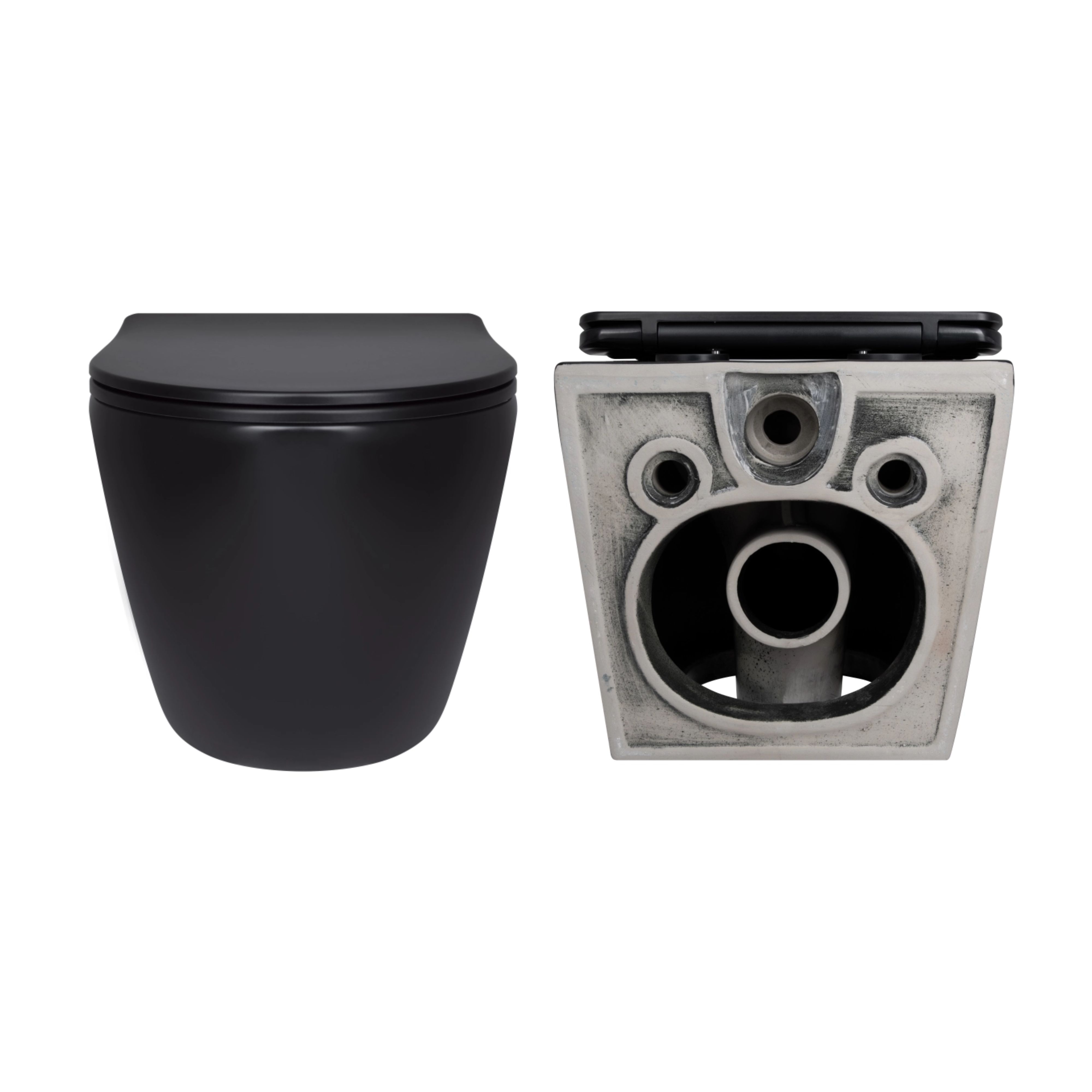Комплект Qtap Robin Matt Black 2 в 1: унітаз підвісний  Ultra Quiet QT13332381АSMB + біде підвісне QT1355046FMB