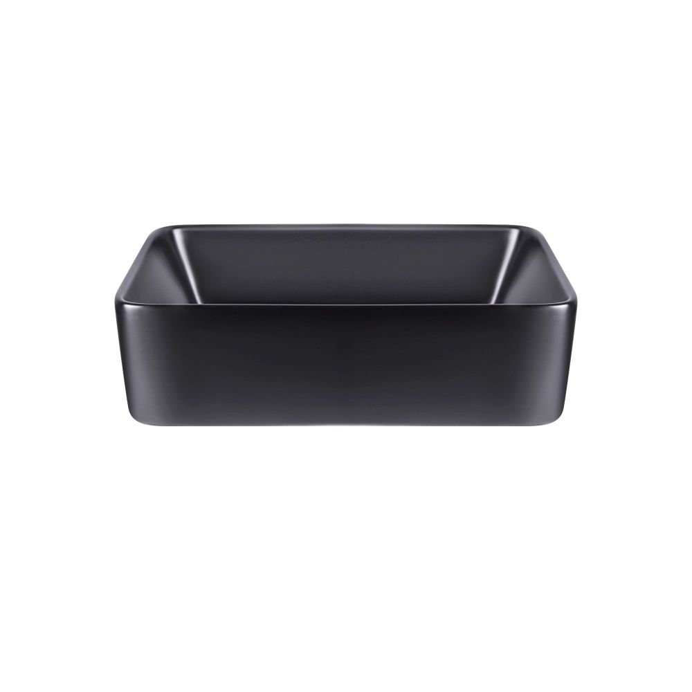 Комплект Qtap Tern: Раковина накладна прамокутна 475х370х140 мм Matt Black + Донний клапан PU03