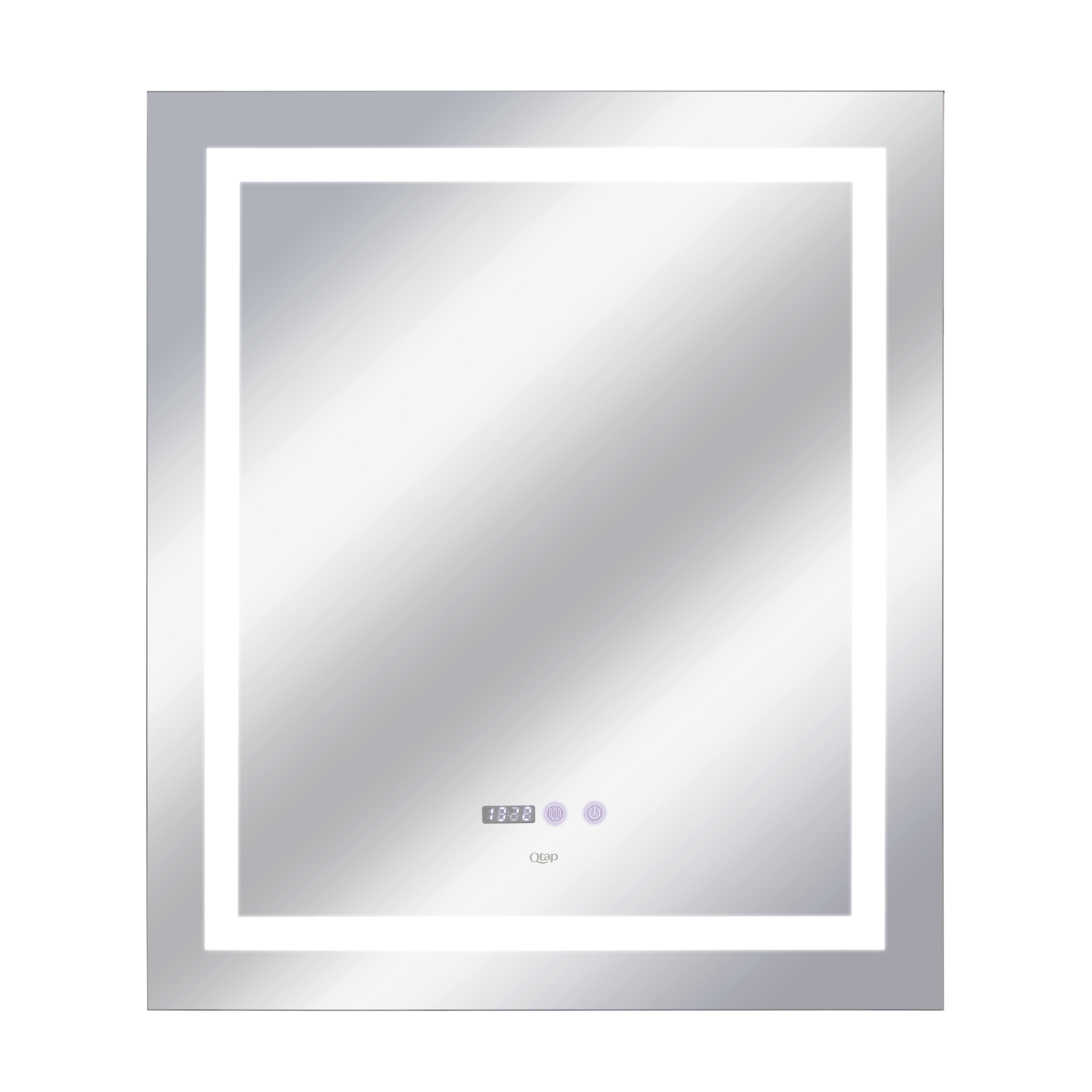 Дзеркало Qtap Mideya 700х800 з LED-підсвічуванням Touch, з антизапотіванням, з годинником, димером, рег. яскравості QT2078DCF7080W
