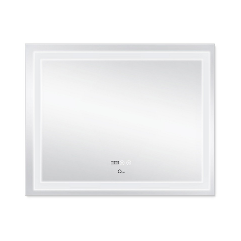 Дзеркало Qtap Mideya (DC-F614) 1000х800 з LED-підсвічуванням Touch, з антизапотіванням, з годинником, димером, рег. яскравості QT2078F614W