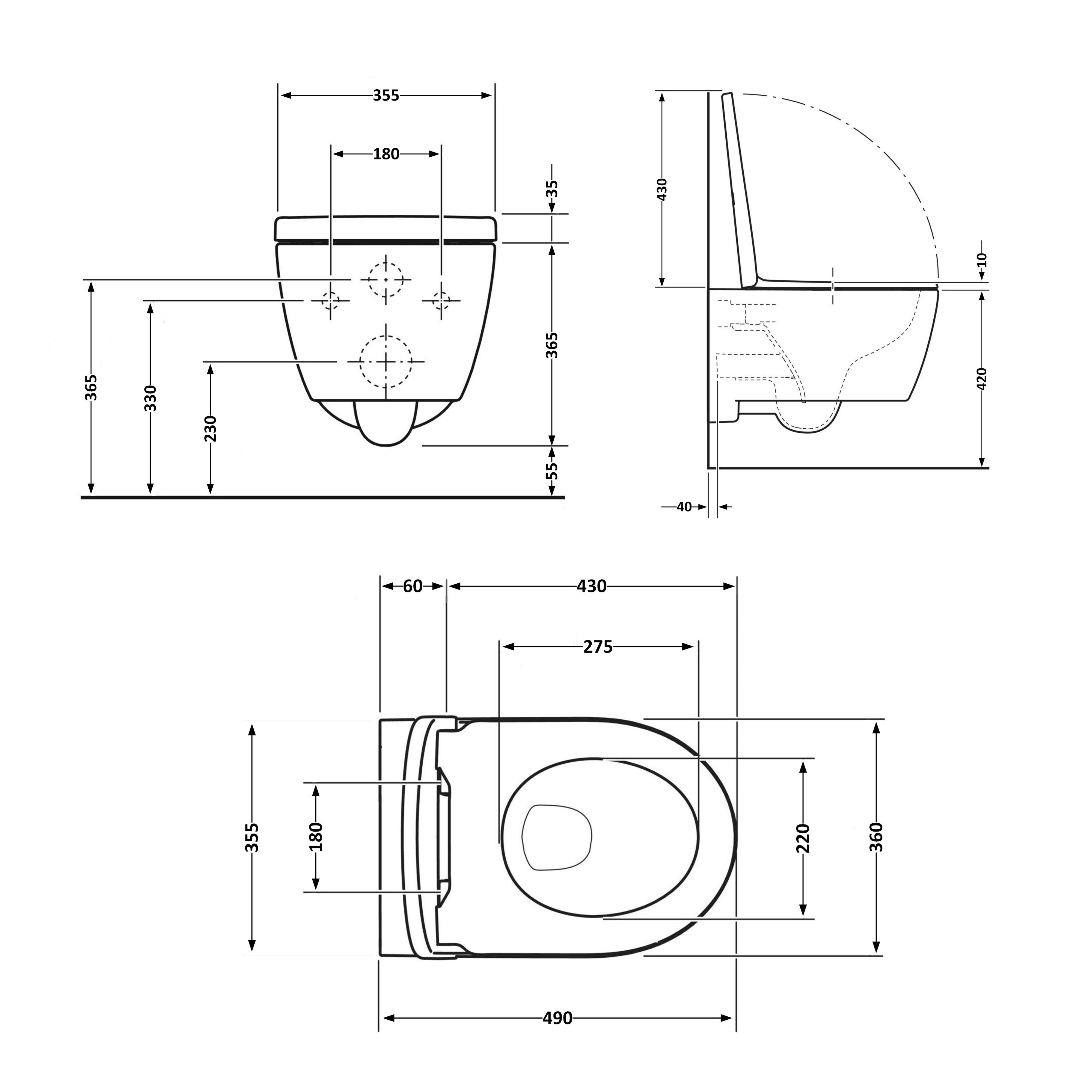 Унітаз підвісний Qtap Taurus безободковий з сидінням Soft-close QT2433084EUQMB