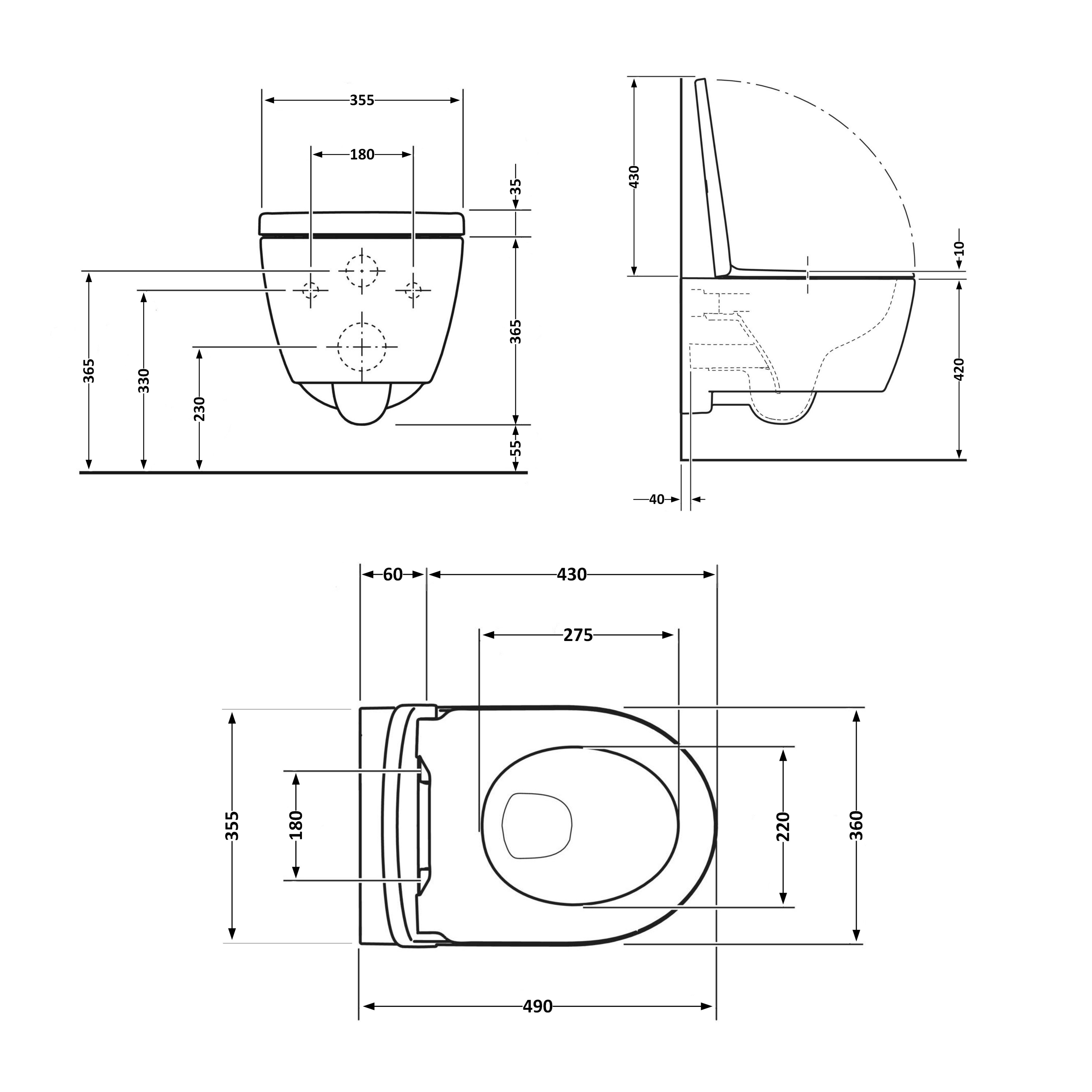 Унітаз підвісний Qtap Taurus безободковий з сидінням Soft-close QT2433084EUQW