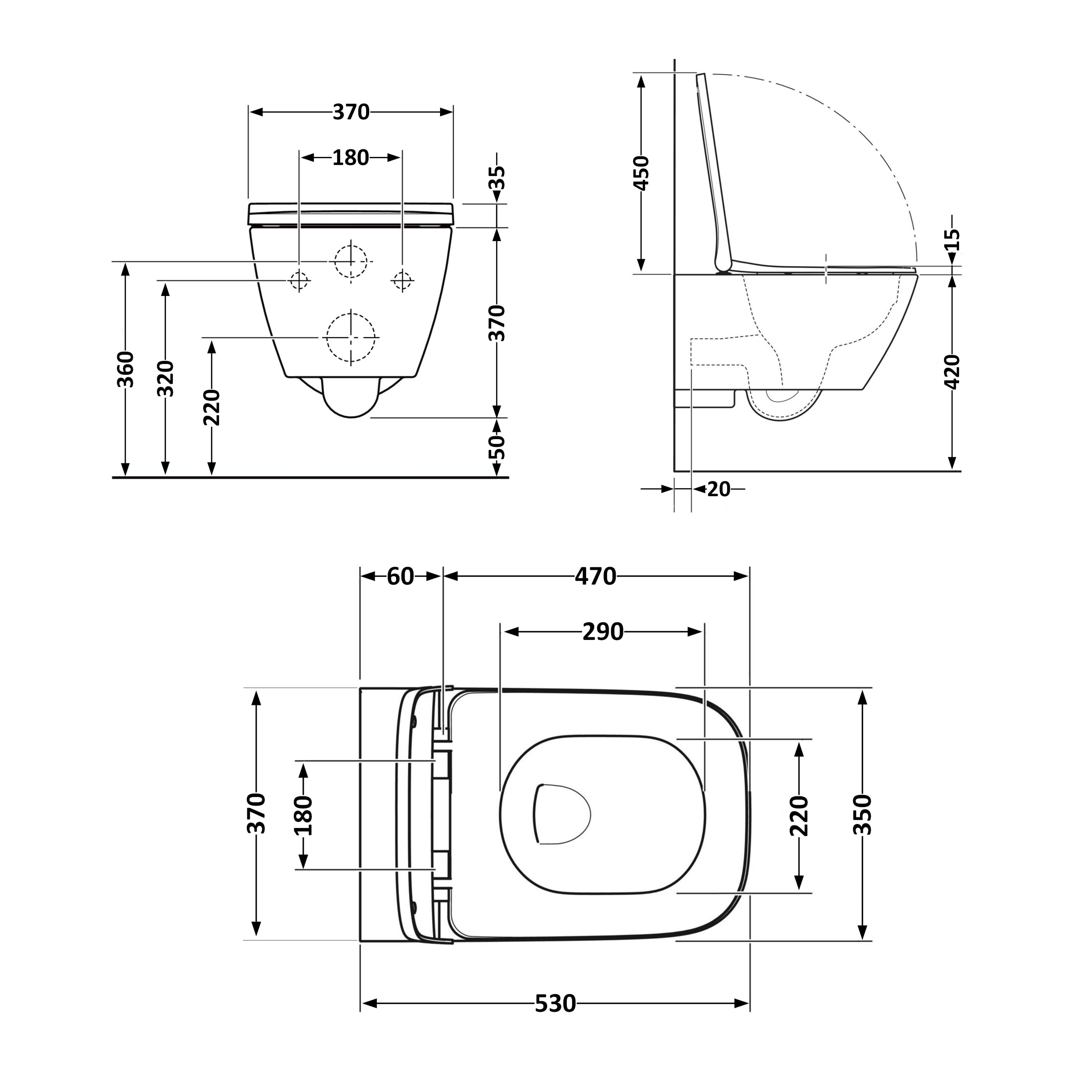 Унітаз підвісний Qtap Gemini безободковий з сидінням Soft-close QT2533076EUQMB