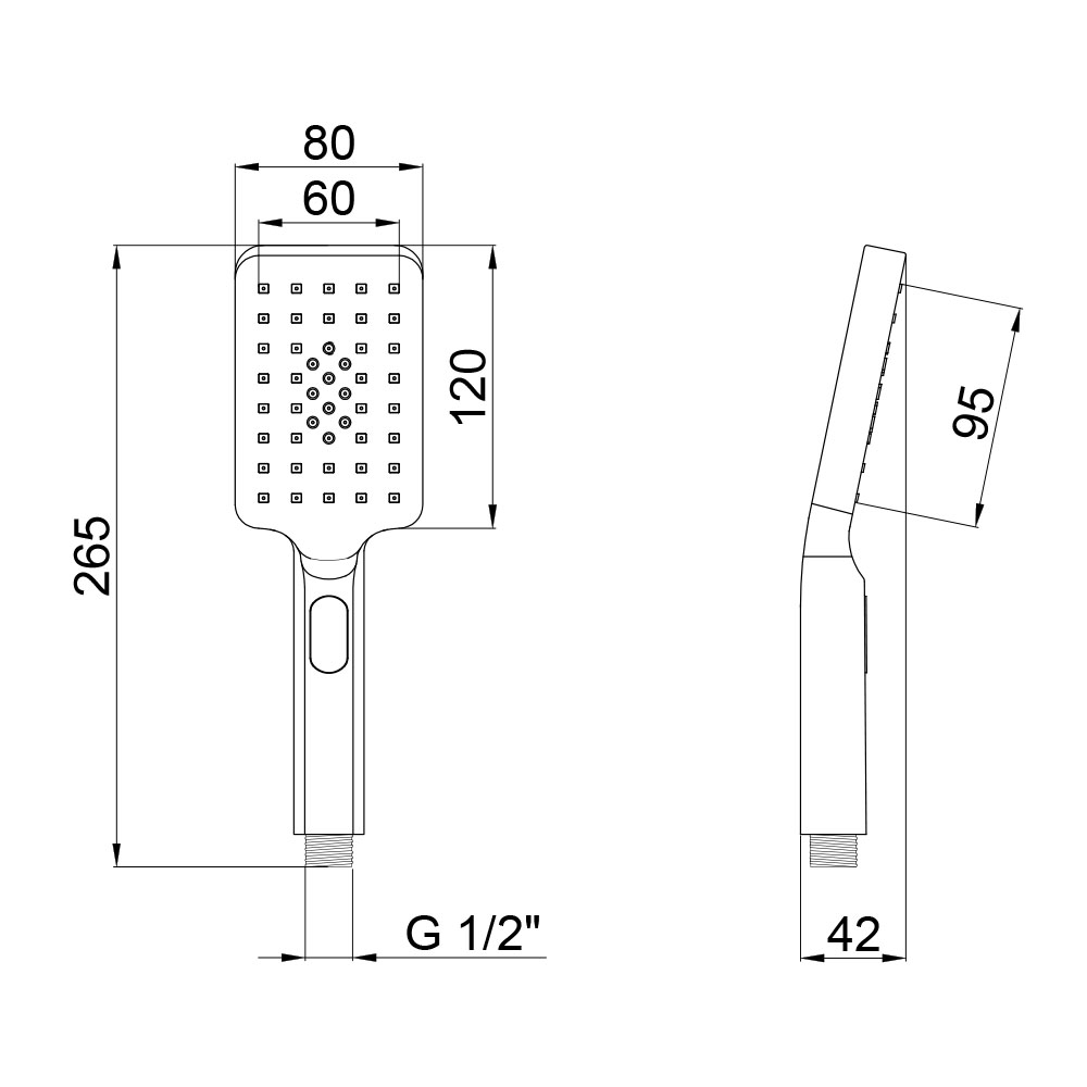 Лійка для ручного душу Qtap Rucni 120х80 мм прямокутна QTRUCA121N3KCC Chrome