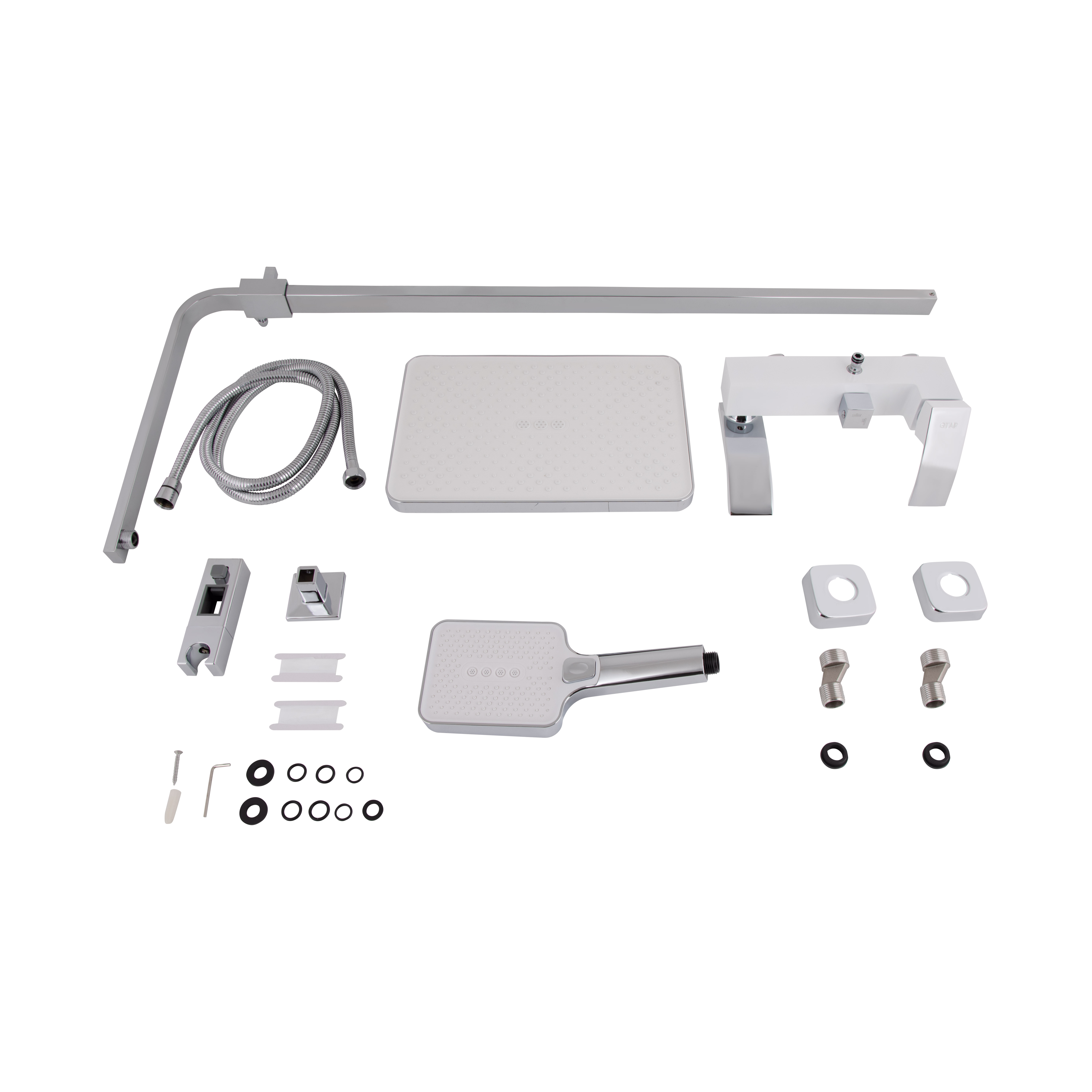 Душова система універсальна Qtap Swan Cascada на три споживача (з виливом) QTSWA111CRW45570 Chrome/White
