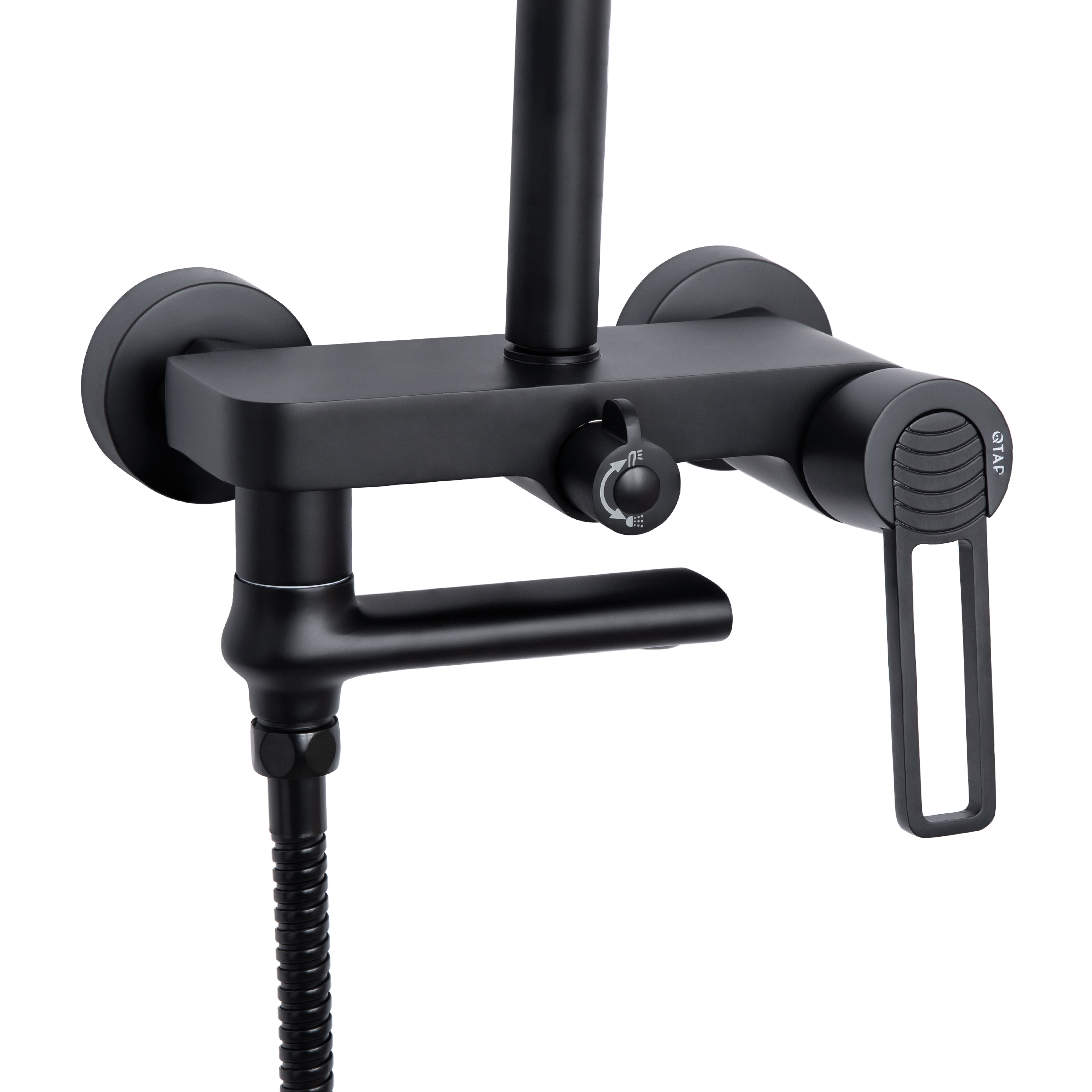 Душова система універсальна Qtap Taurus на три споживача (з виливом) QTTAU111BLM45666 Black Matt