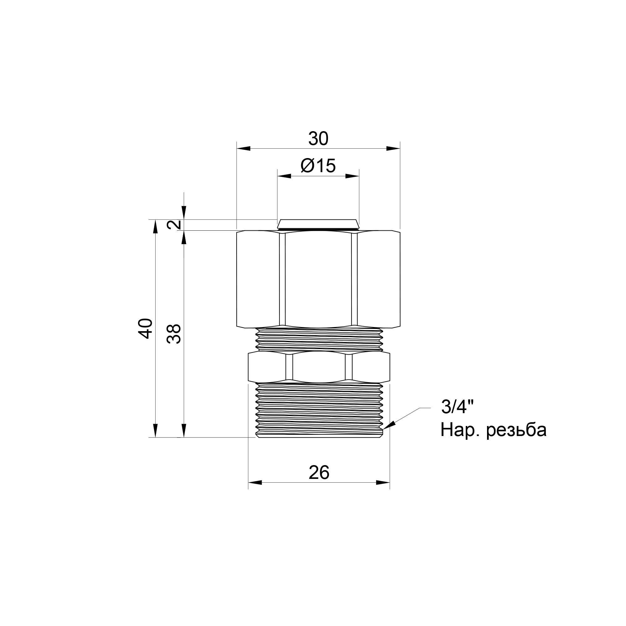 Перехідник обтискний SD Plus 20х3/4
