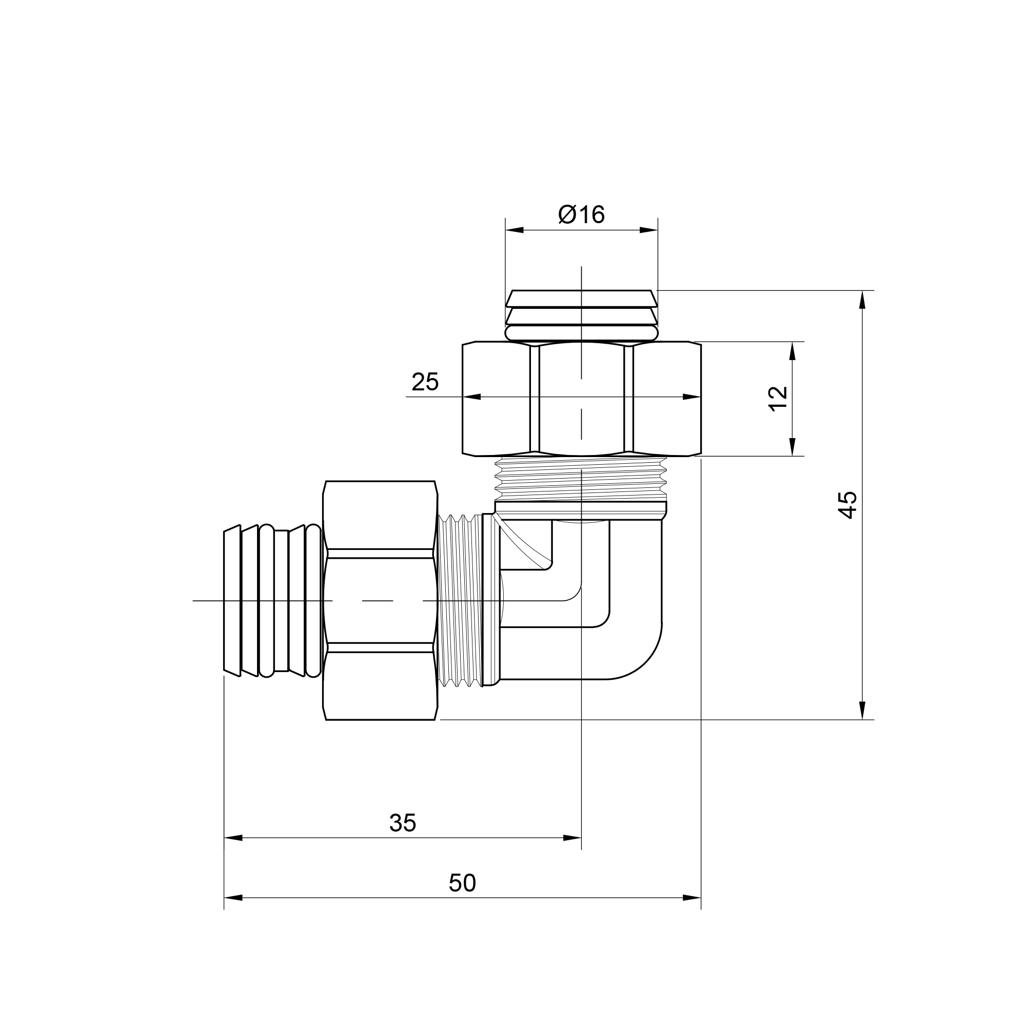 Кут обтискний SD Plus 16 SD155W1616