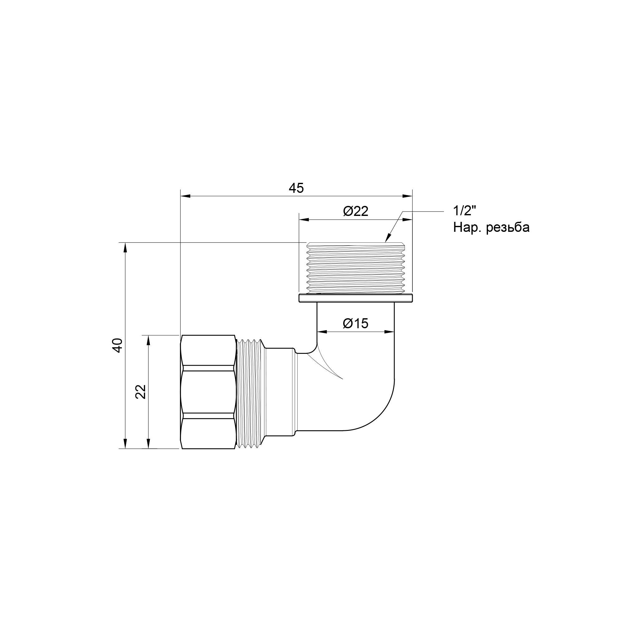 Кут обтискний SD Plus 16х1/2