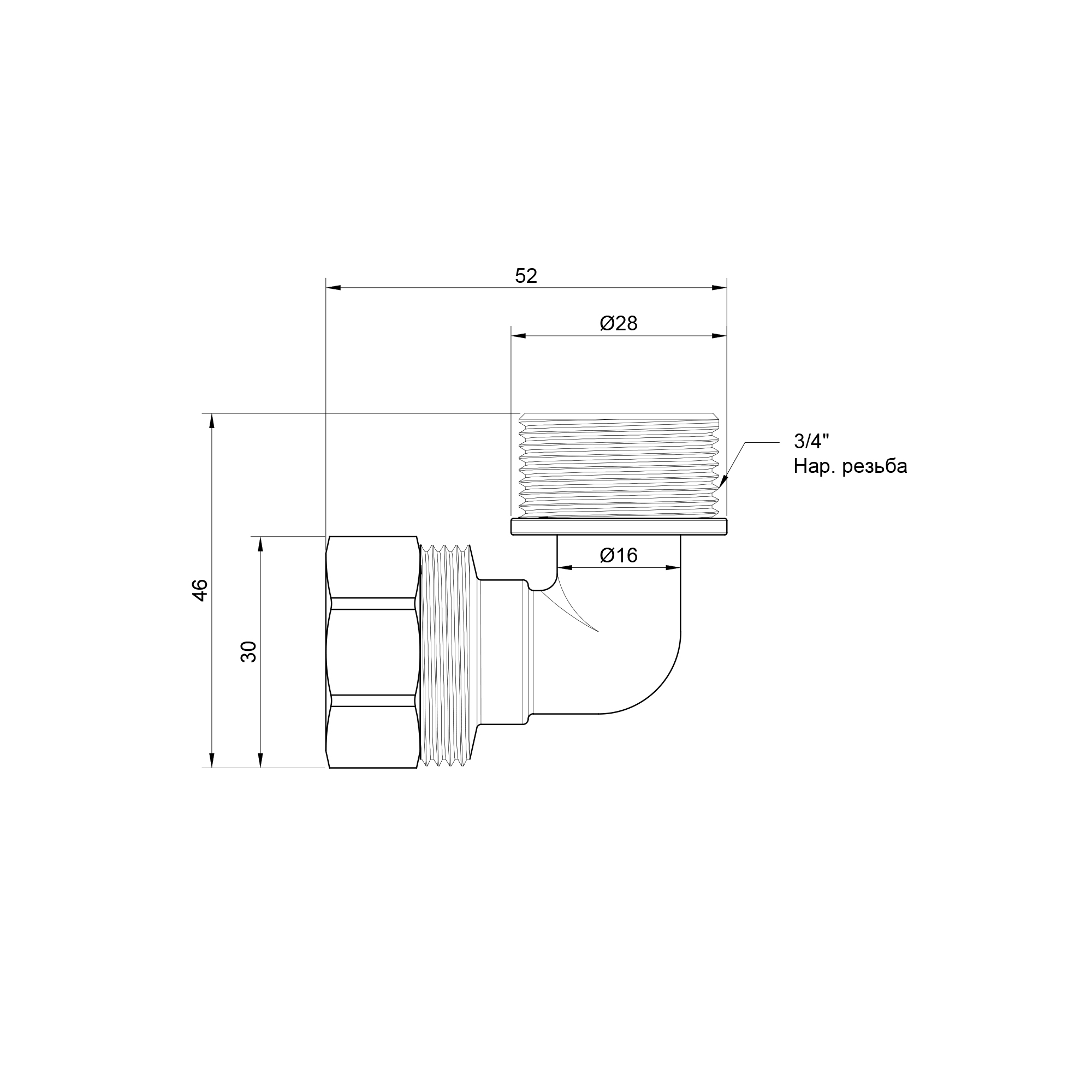 Кут обтискний SD Plus 20х3/4