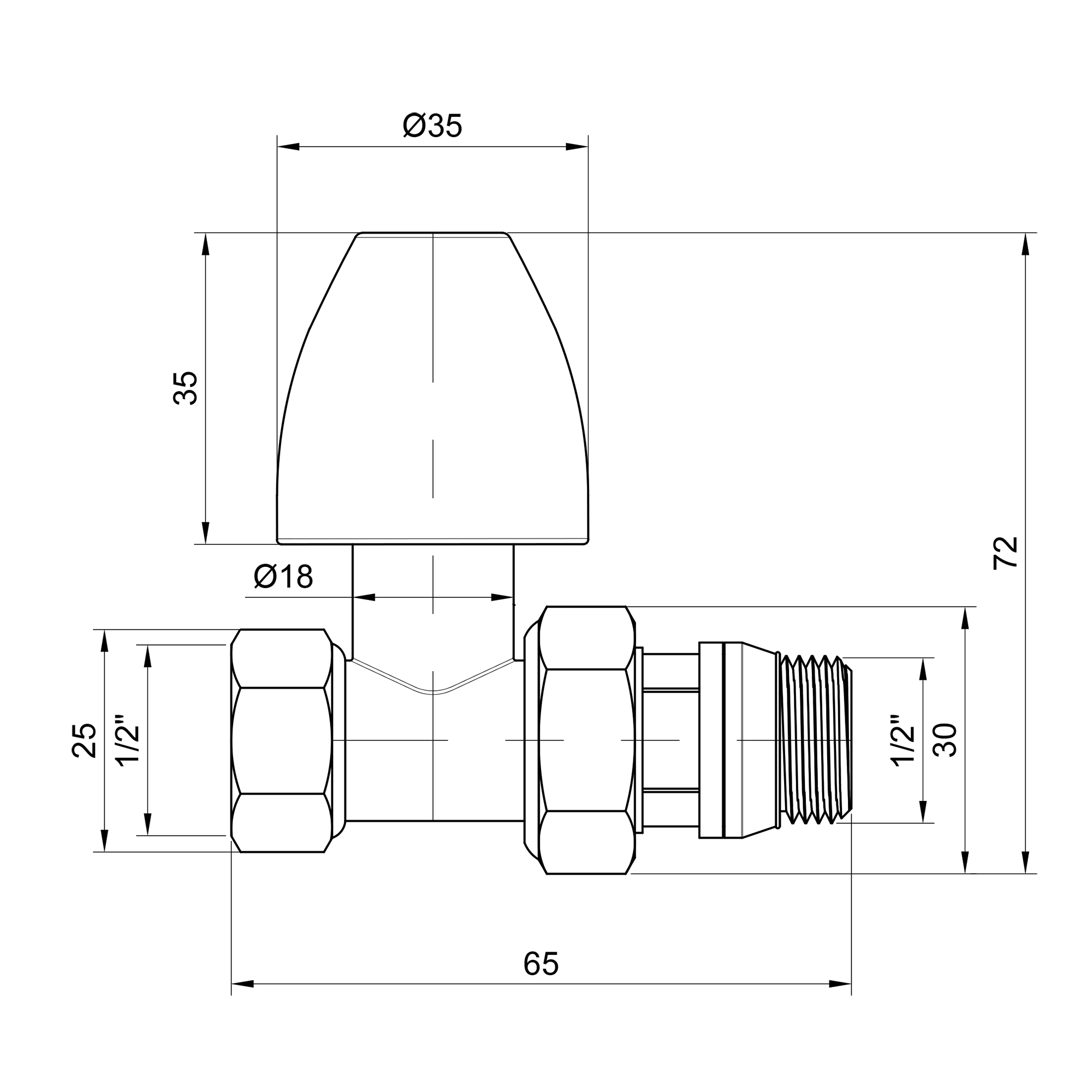 Кран радіаторний SD Plus 1/2