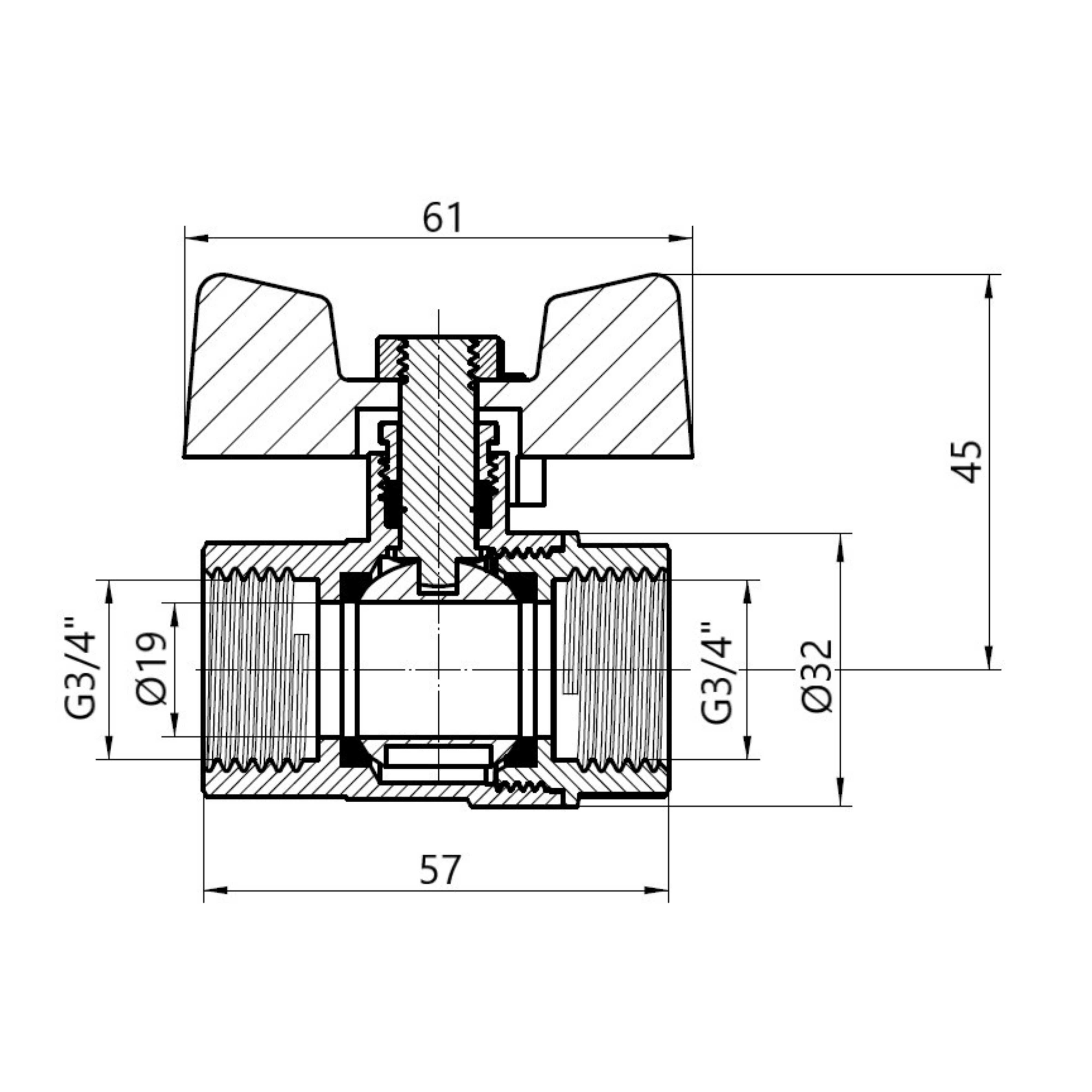Кран кульовий SD Plus 3/4