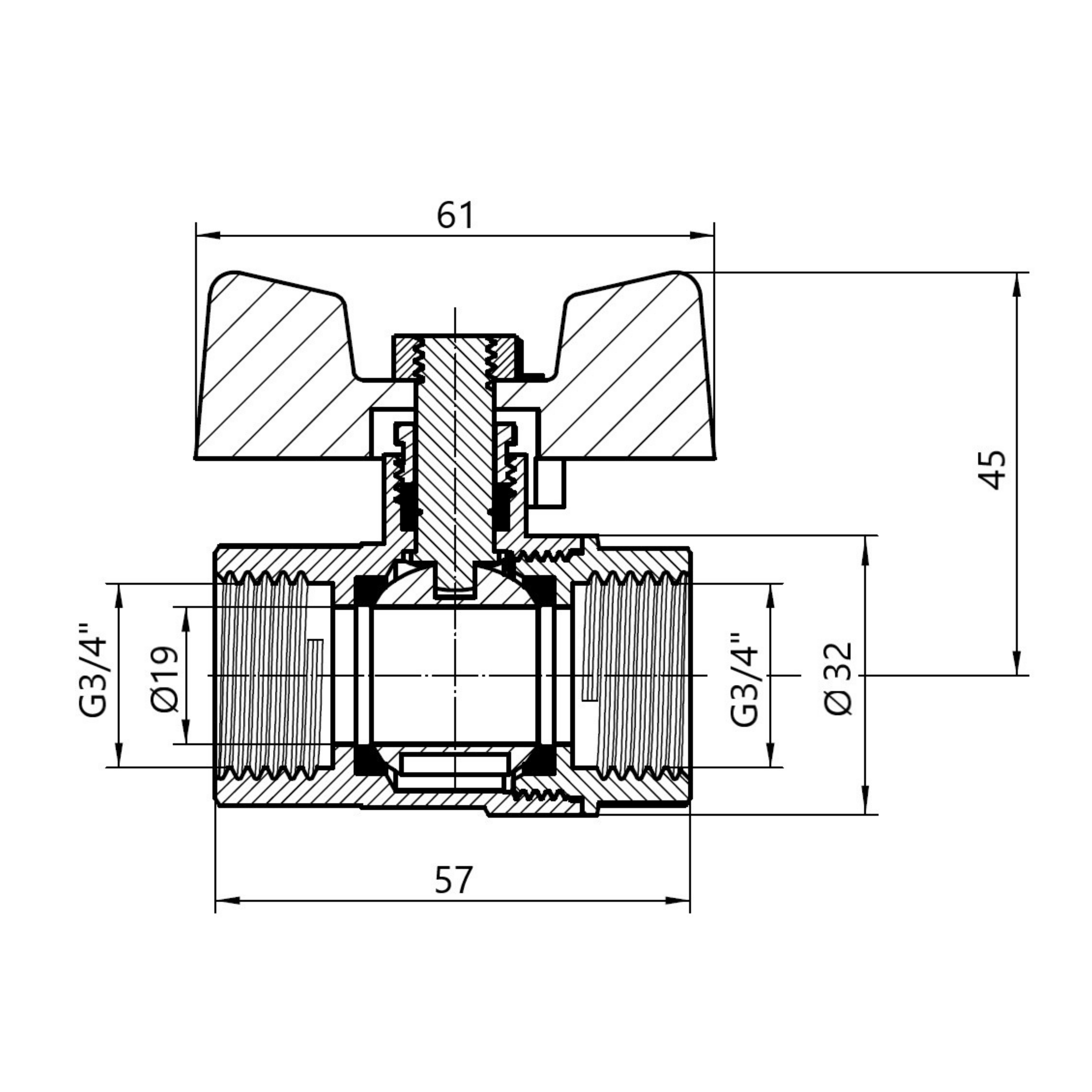Кран кульовий SD Plus 3/4