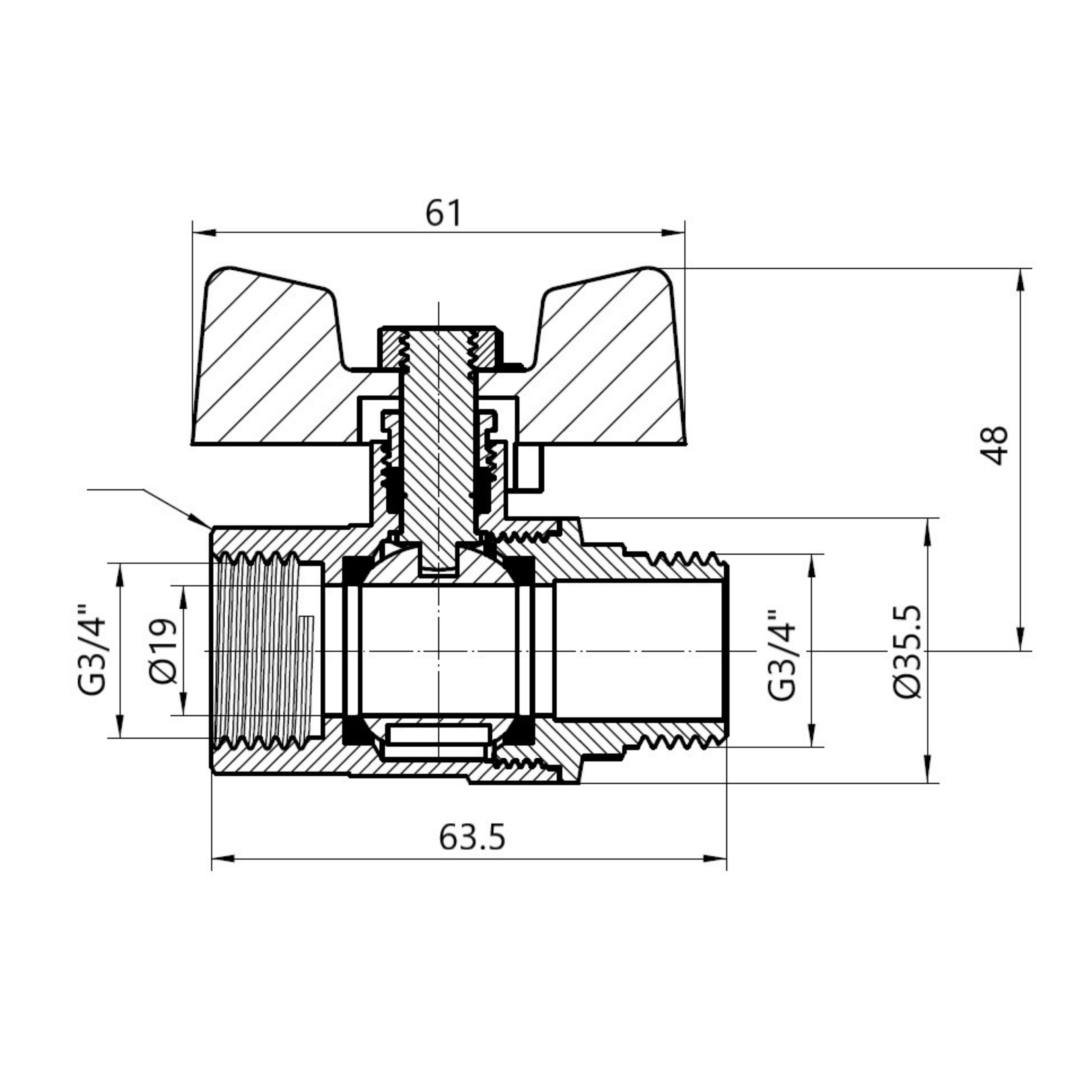Кран кульовий SD Plus 3/4