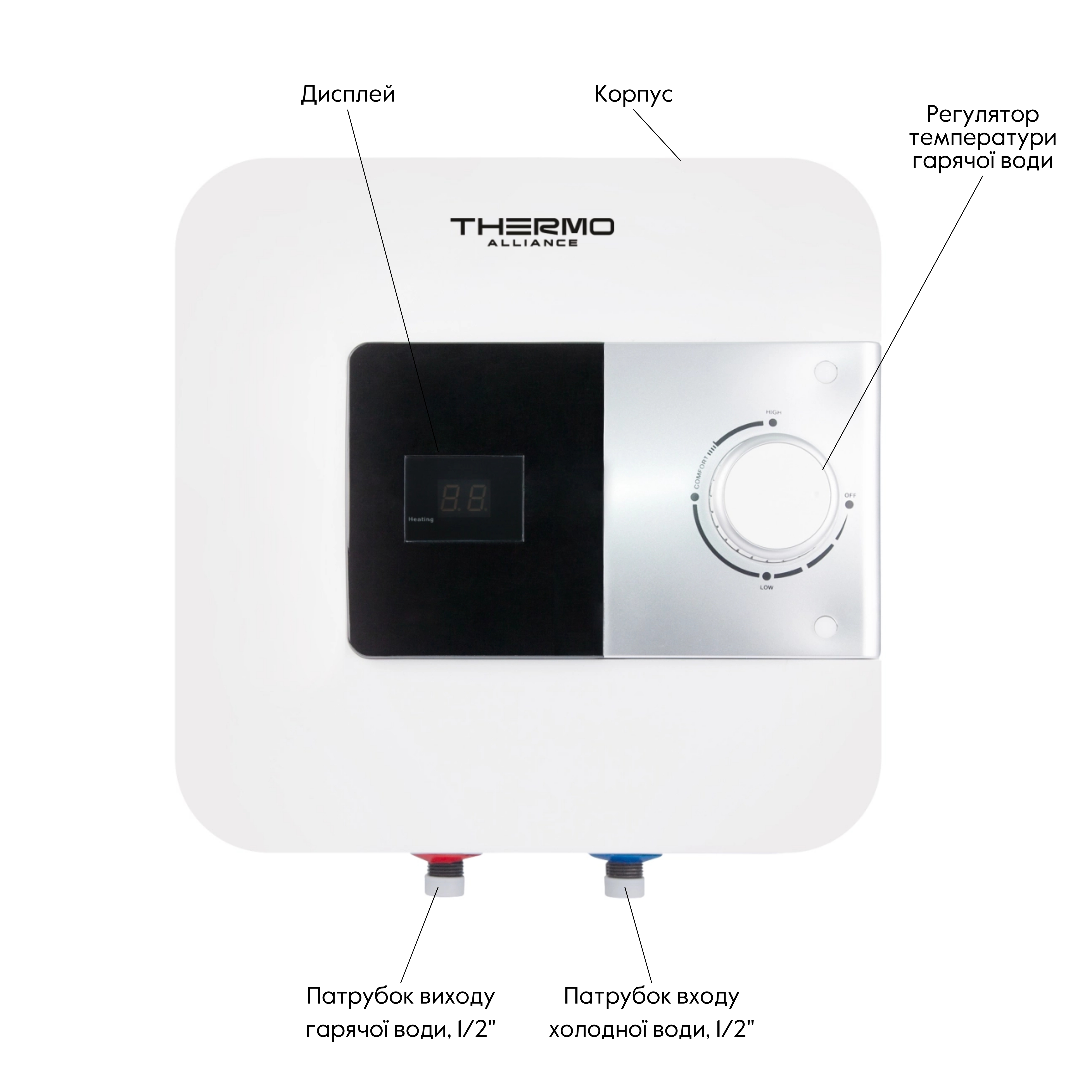 Водонагрівач електричний Thermo Alliance 10 л над мийкою вертикальний, мокрий ТЕН 1,5 кВт SF10X15N