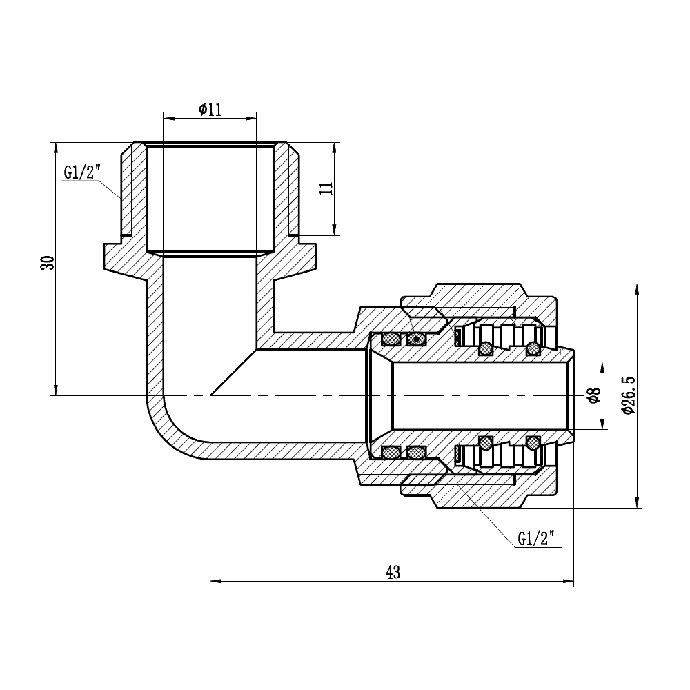 Кут обтискний SD Forte 16х1/2