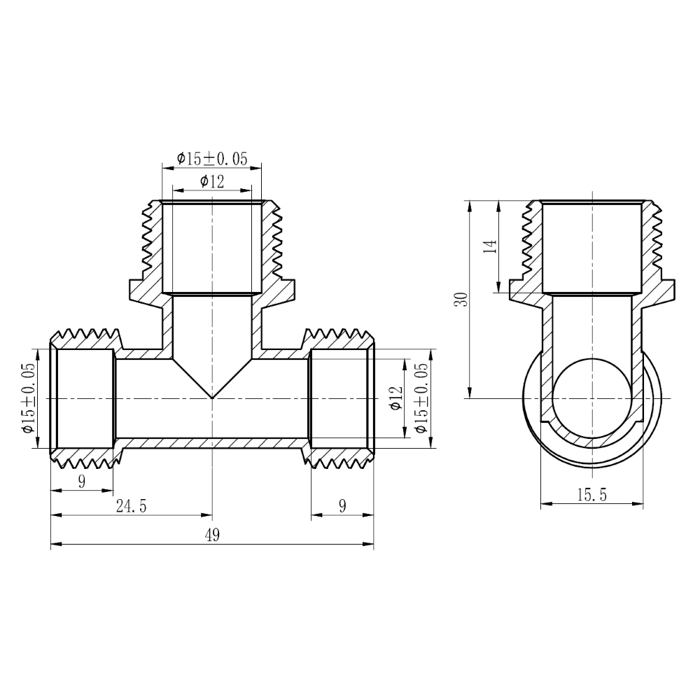Тройник обтискний SD Forte 16х1/2