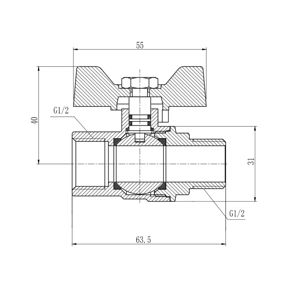 Кран кульовий SD Forte 1/2