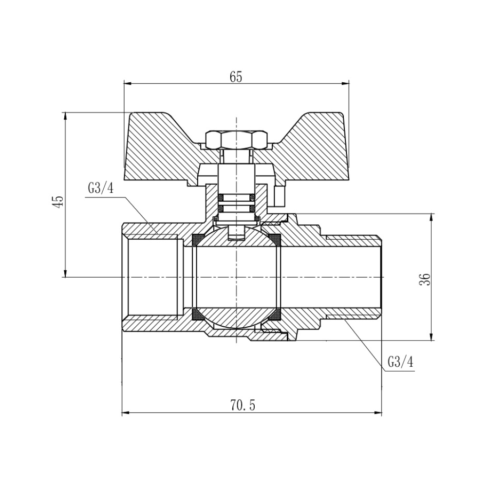 Кран кульовий SD Forte 3/4
