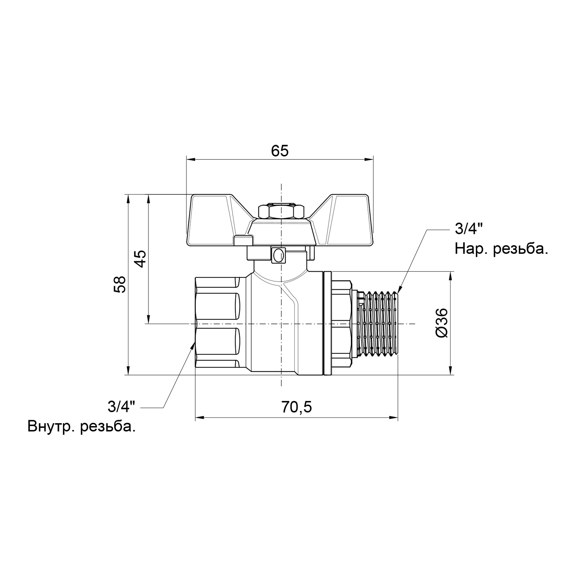 Кран кульовий SD Forte 3/4