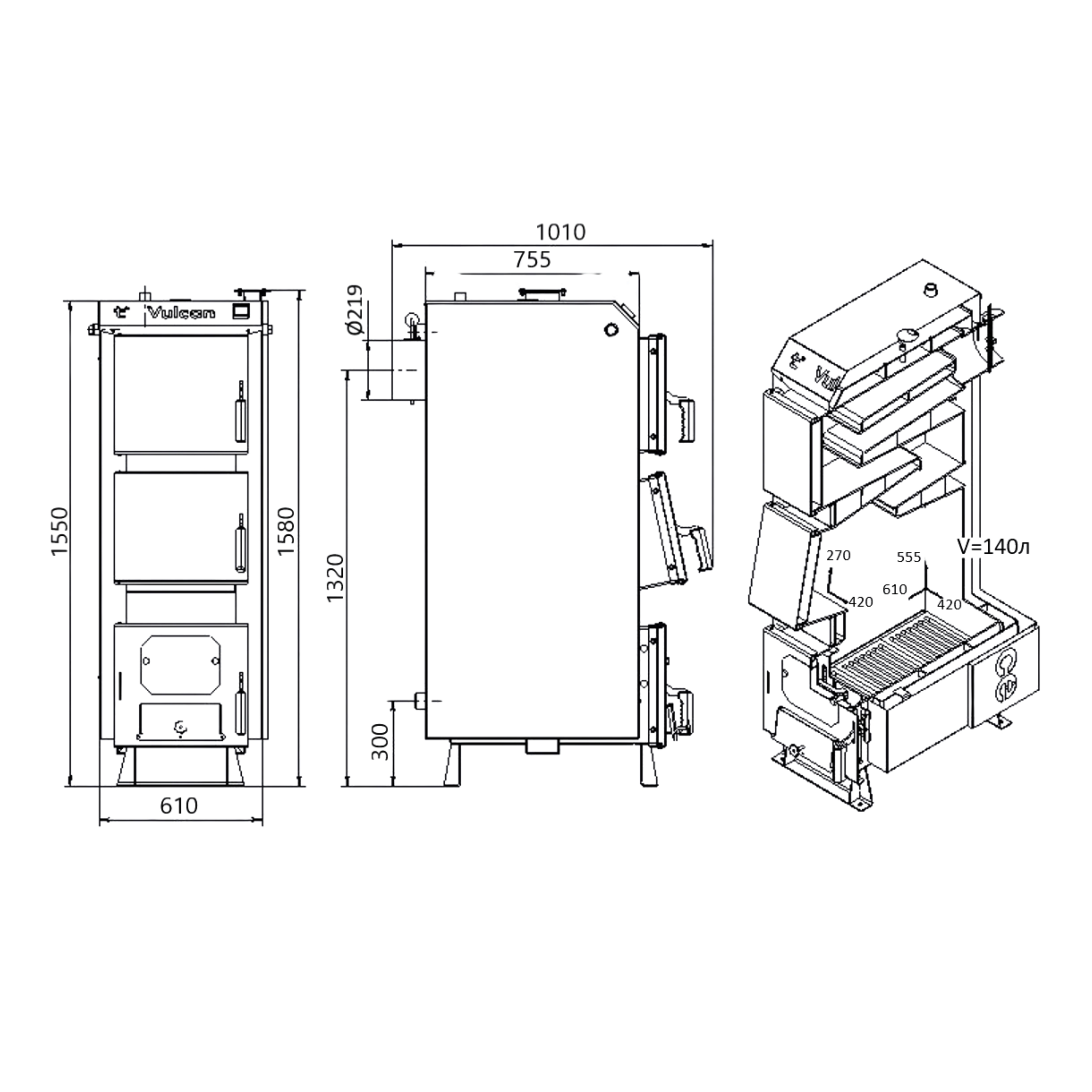 Котел твердопаливний сталевий Thermo Alliance Vulcan V 4.0 SF 40