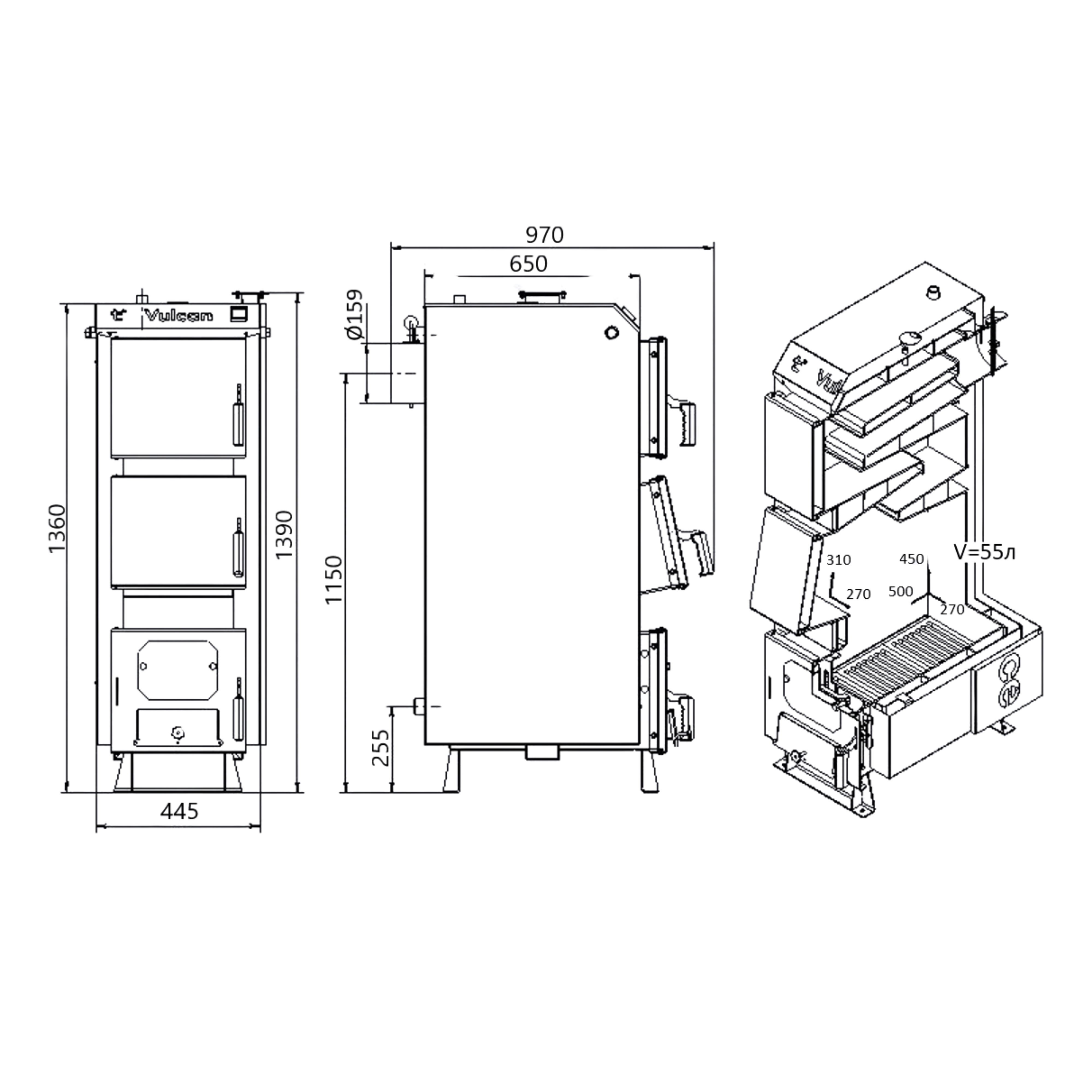 Котел твердопаливний сталевий Thermo Alliance Vulcan V 4.0 SF 15