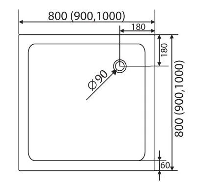 Піддон мілкий квадратний Aqua 90х90 ( А0047982 )