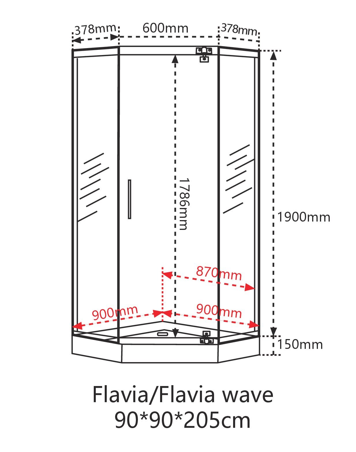 Душова кабіна INSANA FLAVIA 90х90х205 мілкий піддон ( А0048488 )