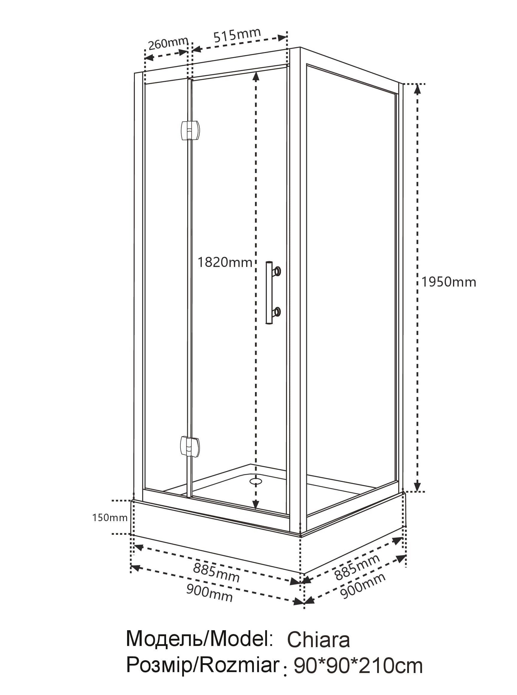 Душова кабіна INSANA CHIARA 90x90x210 мілкий піддон ( А0051352 )